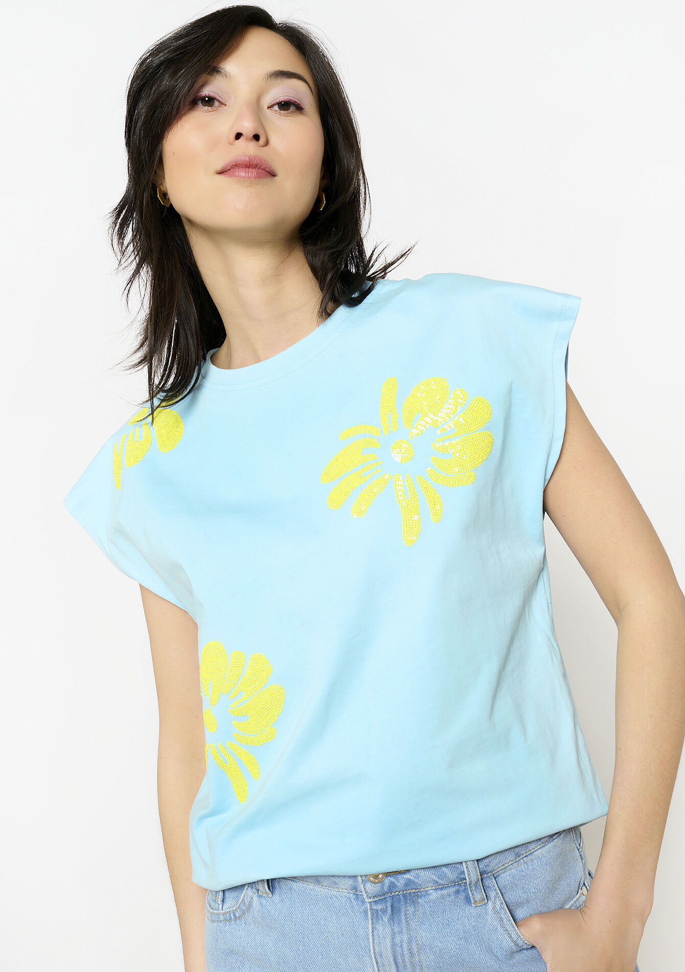 Flowing floral t-shirt, Flowing floral t-shirt - LT BLUE - 02301780_2519