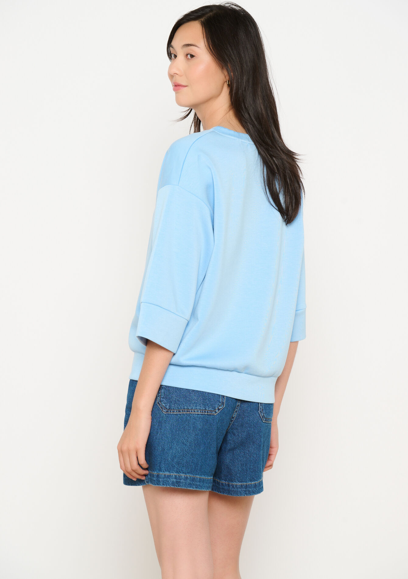 Sweater met halflange mouwen, Sweater met halflange mouwen - LIGHT BLUE - 03001773_1709
