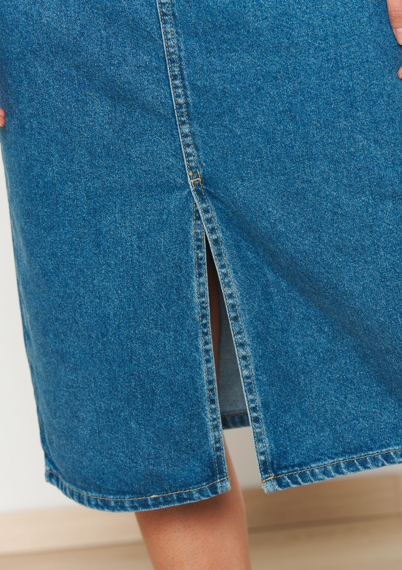 Jupe mi-longue en jean, Jupe mi-longue en jean - MEDIUM BLUE - 07101202_0500