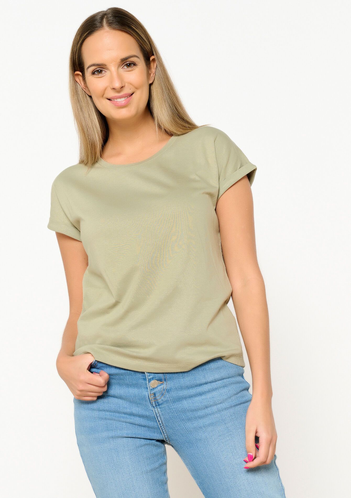Basic T-shirt, Basic T-shirt - KHAKI MED - 02301493_4327