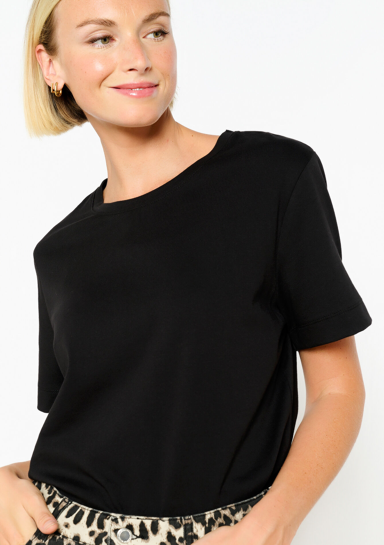 T-shirt coupe boxy, T-shirt coupe boxy - BLACK - 02301611_1119