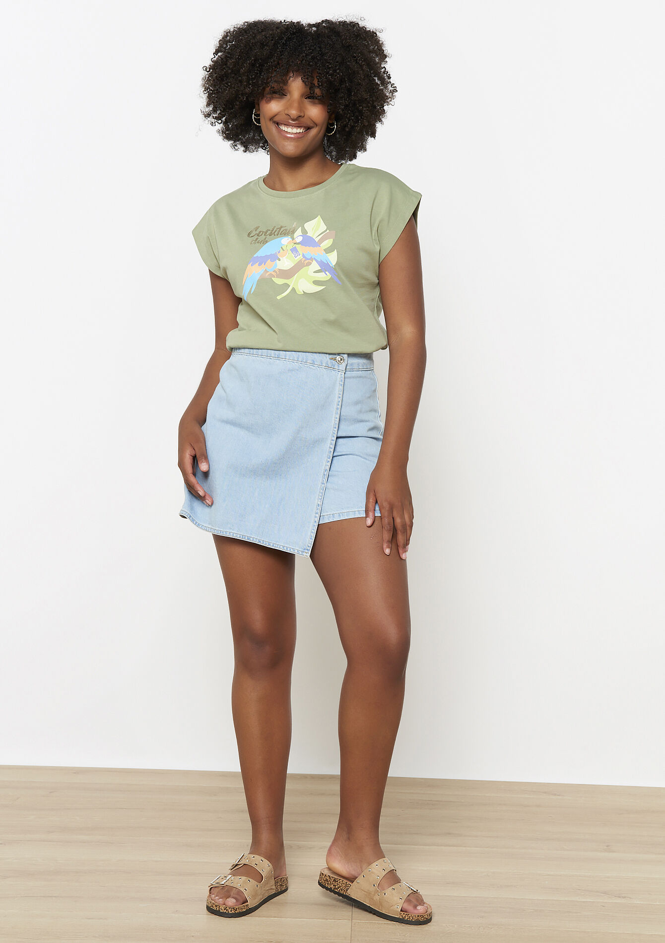 T-shirt met korte mouwen, T-shirt met korte mouwen - KHAKI FADED - 02301695_4326