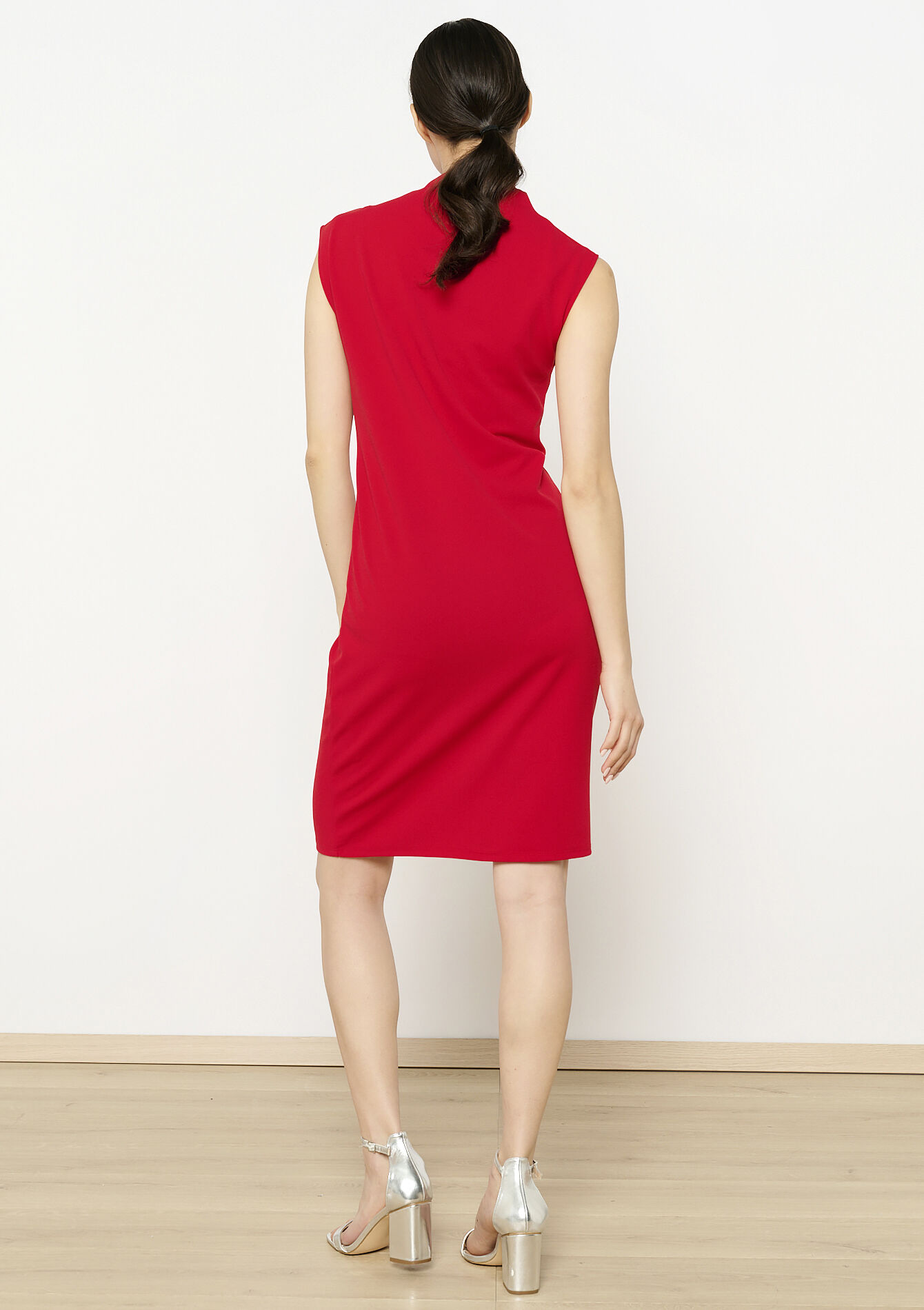 Rechte jurk in scubastof - RED LIPSTICK - 08103991_5310