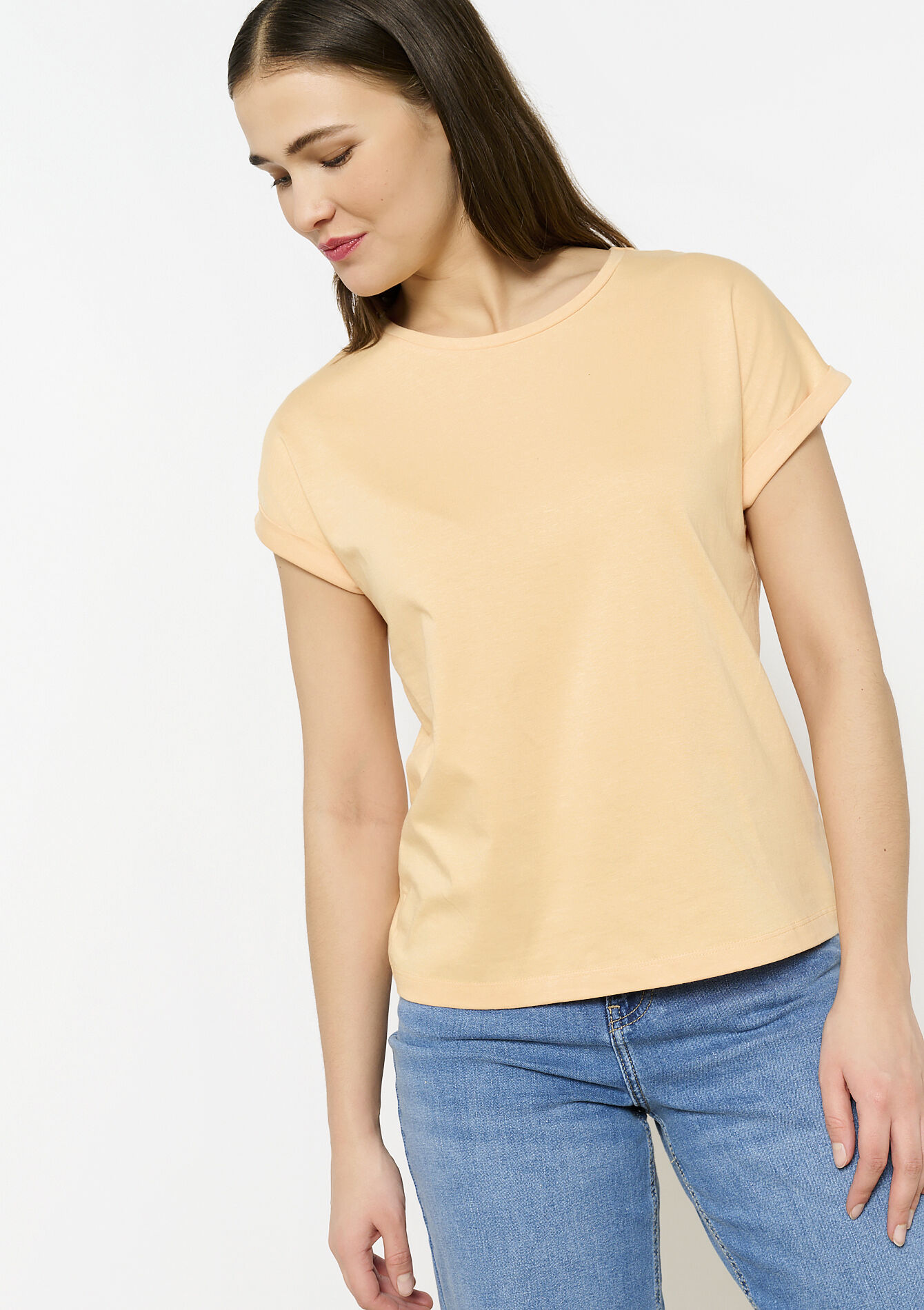 T-shirt basique, T-shirt basique - ORANGE PASTEL - 02301630_1267