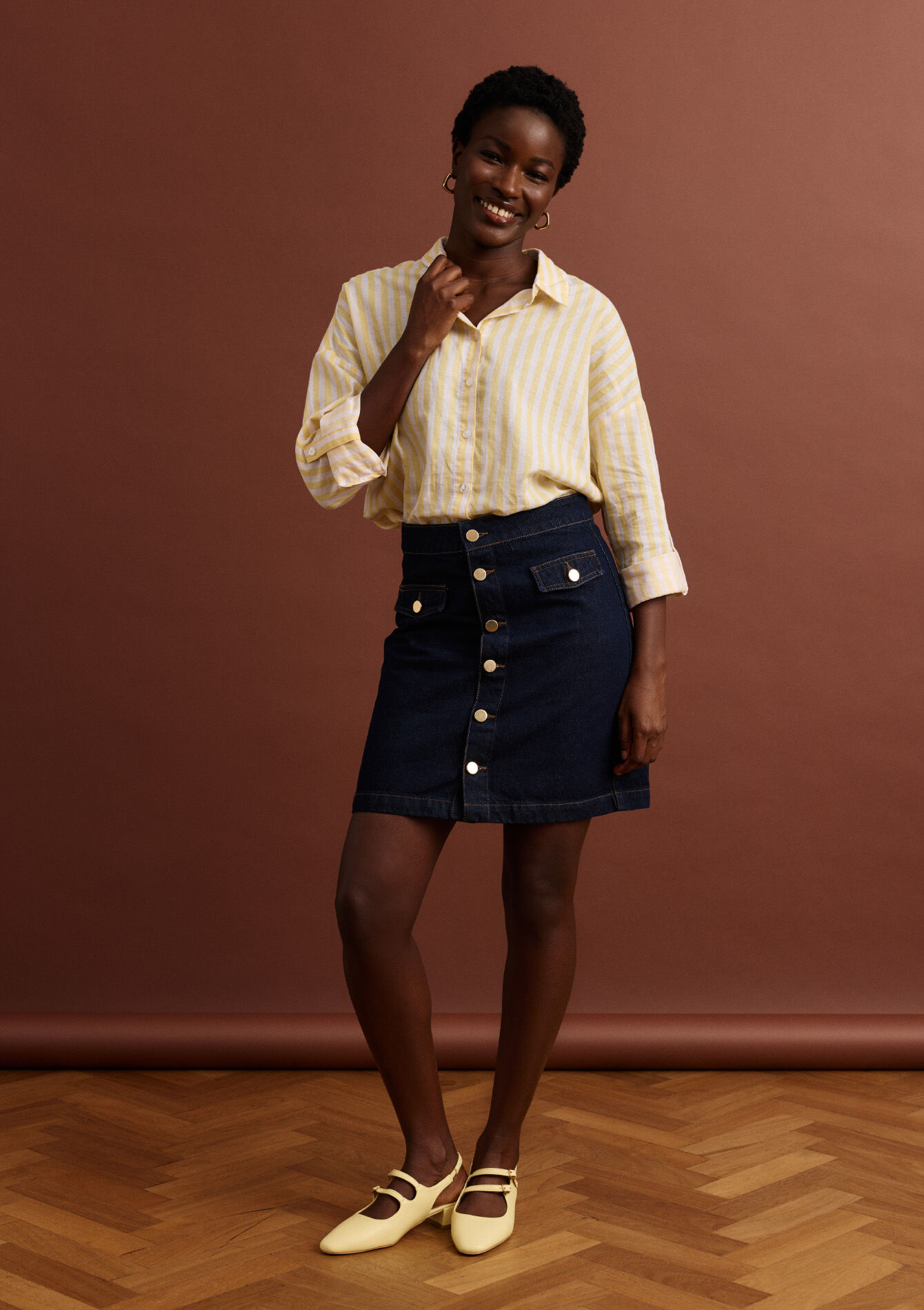 Jupe courte en denim, Jupe courte en denim - DARK BLUE - 07101483_0501