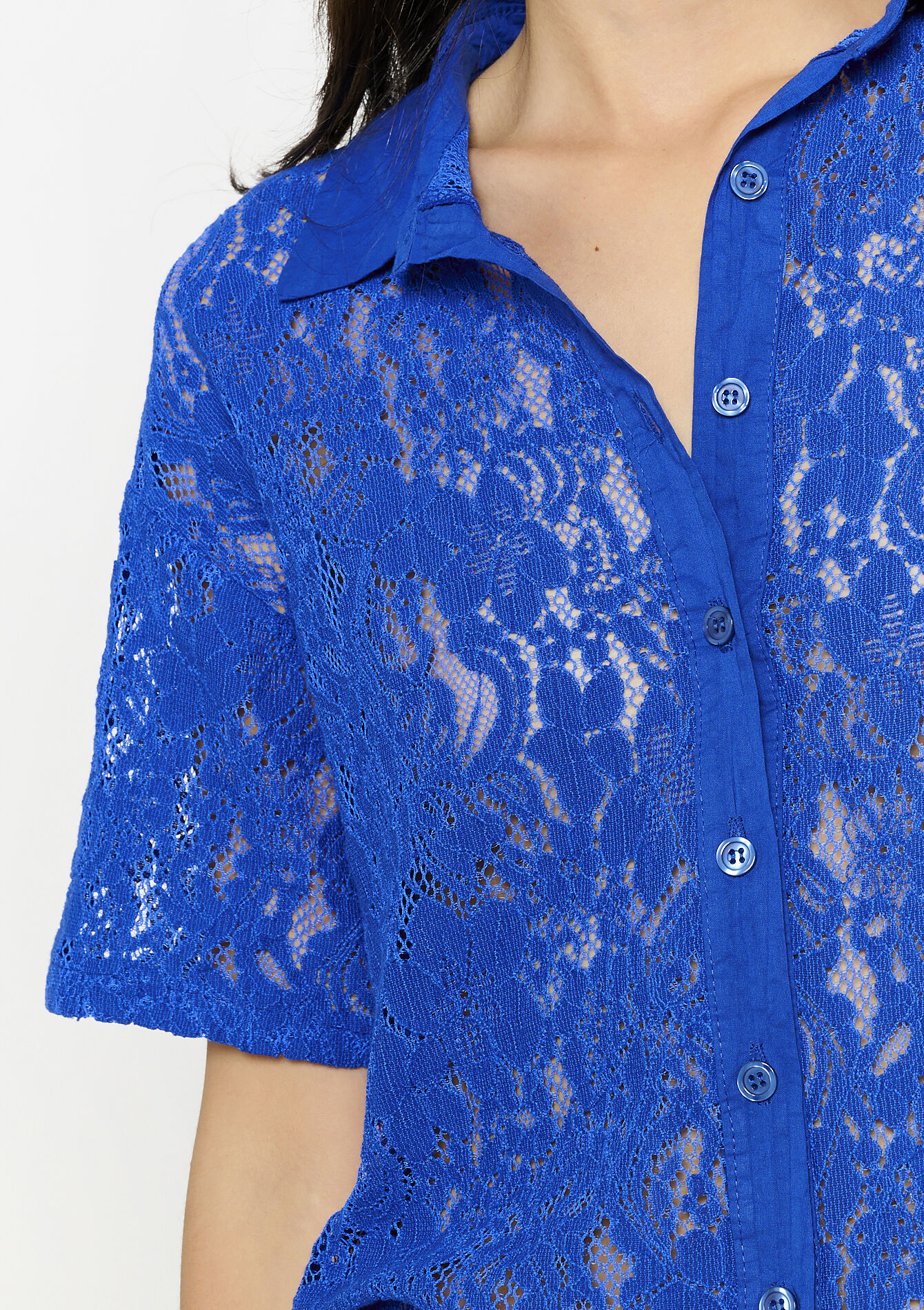 Chemisier en dentelle, Chemisier en dentelle - ELECTRIC BLUE - 05702888_1619
