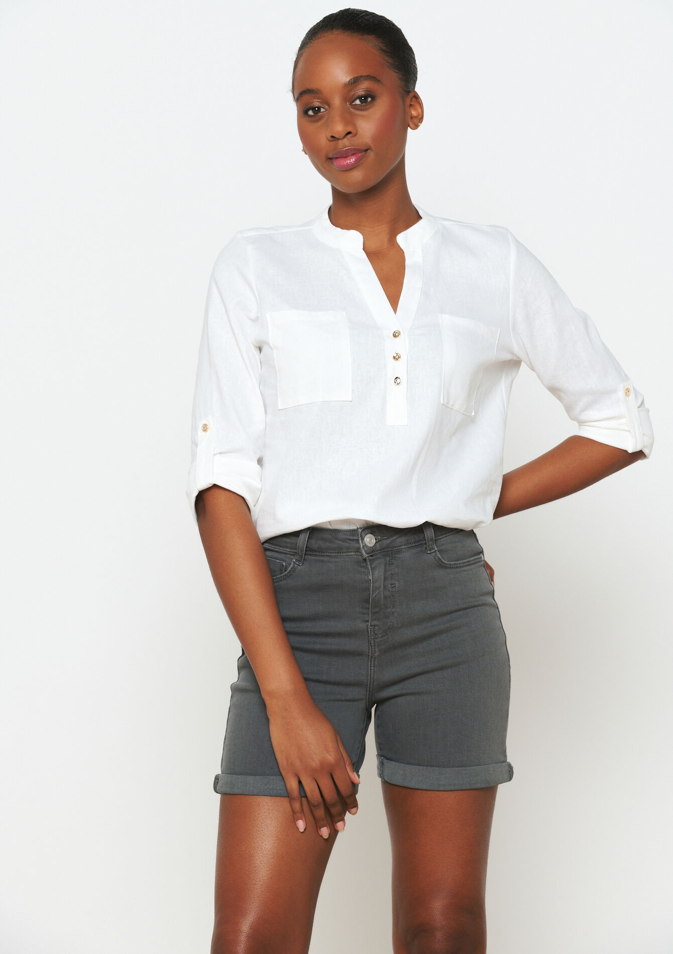 Denim short, Denim short - MEDIUM GREY - 22000514_0512