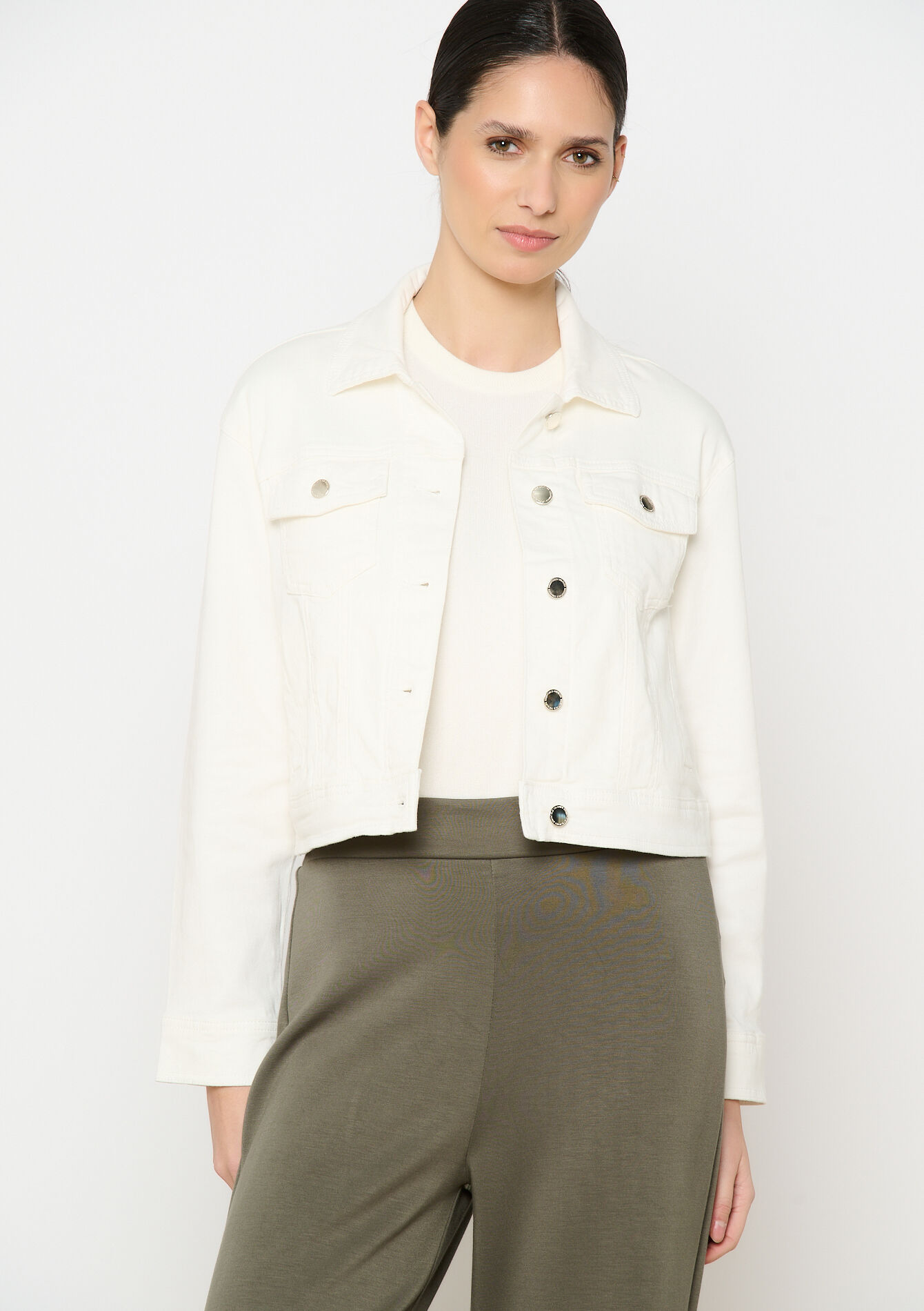 Twill jasje in katoen - VANILLA WHITE - 09100986_1013