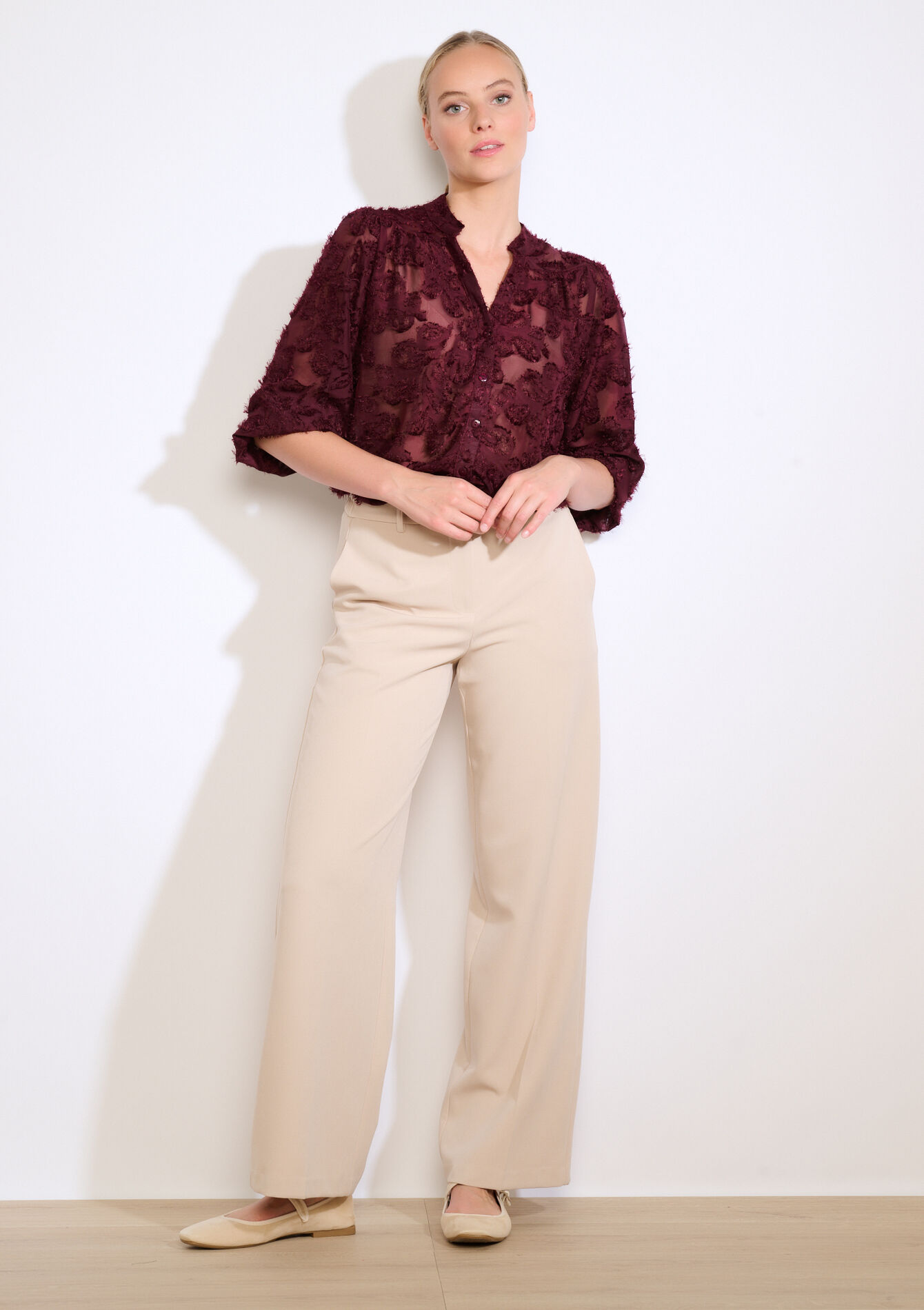 Chemise transparente texturée - BORDEAUX WINE - 05702855_5514