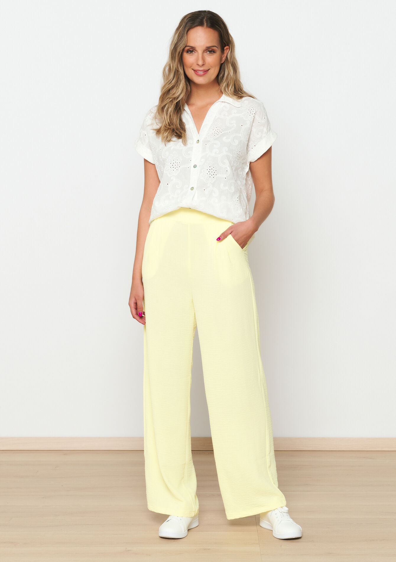 Wijde pantalon, Wijde pantalon - YELLOW PASTEL - 06600821_5004