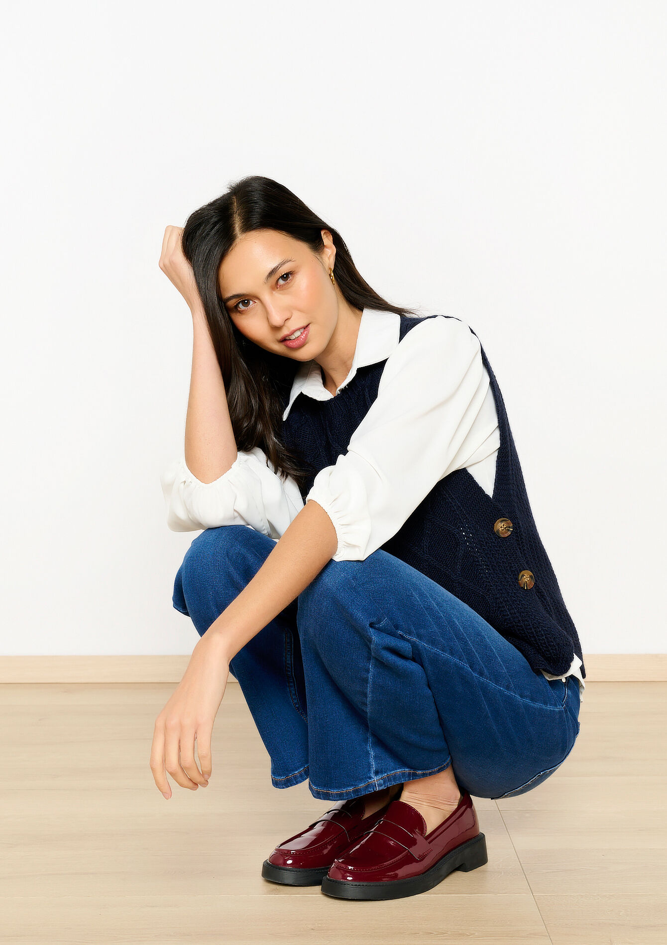 Pull sans manches en maille torsadée, Pull sans manches en maille torsadée - NAVY BASIC - 04006765_2723