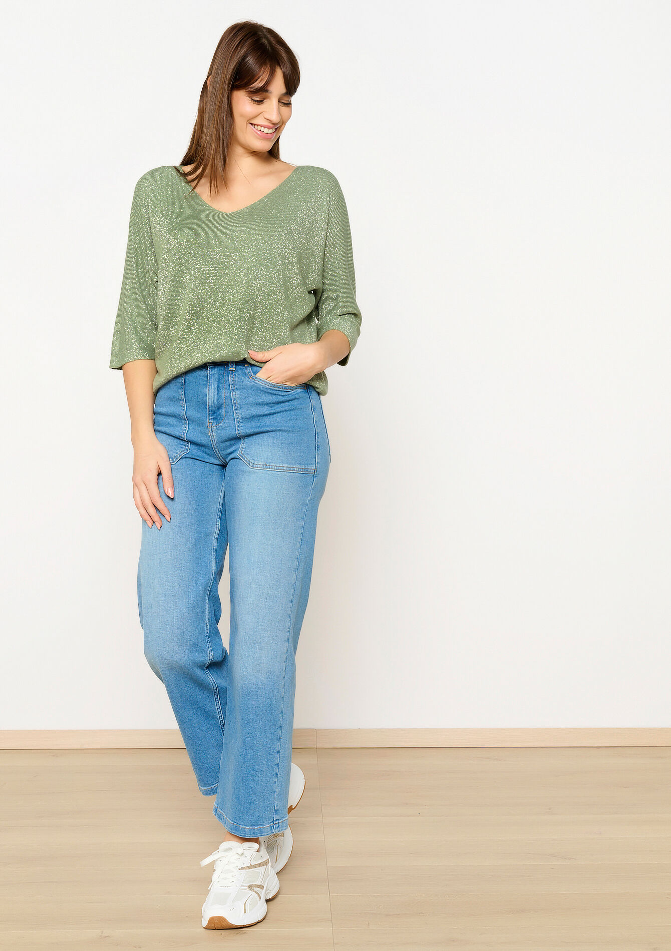 Pull avec lurex, Pull avec lurex - KHAKI FADED - 04006883_4326