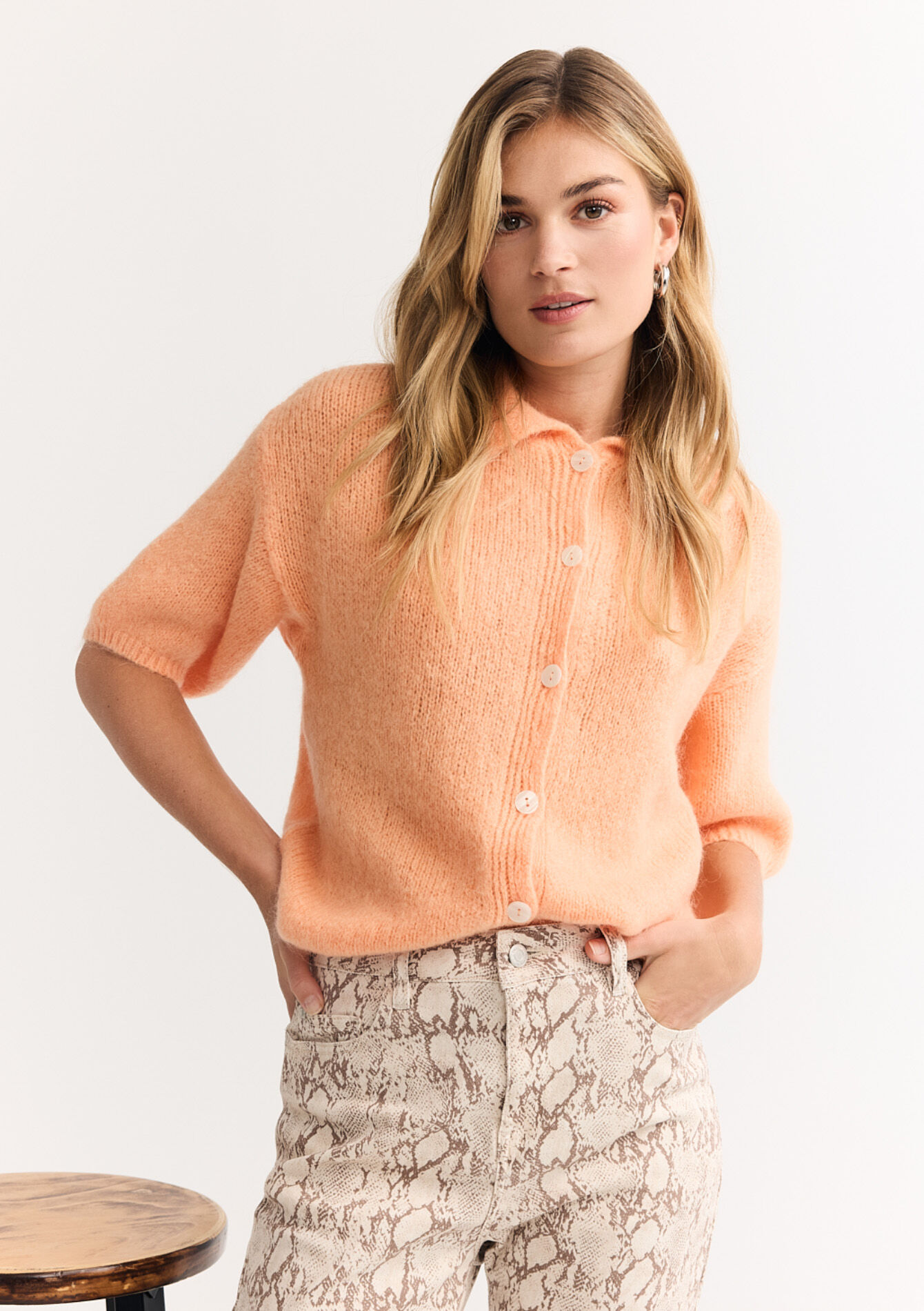 Soft sweater with buttons, Soft sweater with buttons - ORANGE MANGO - 04101284_2575