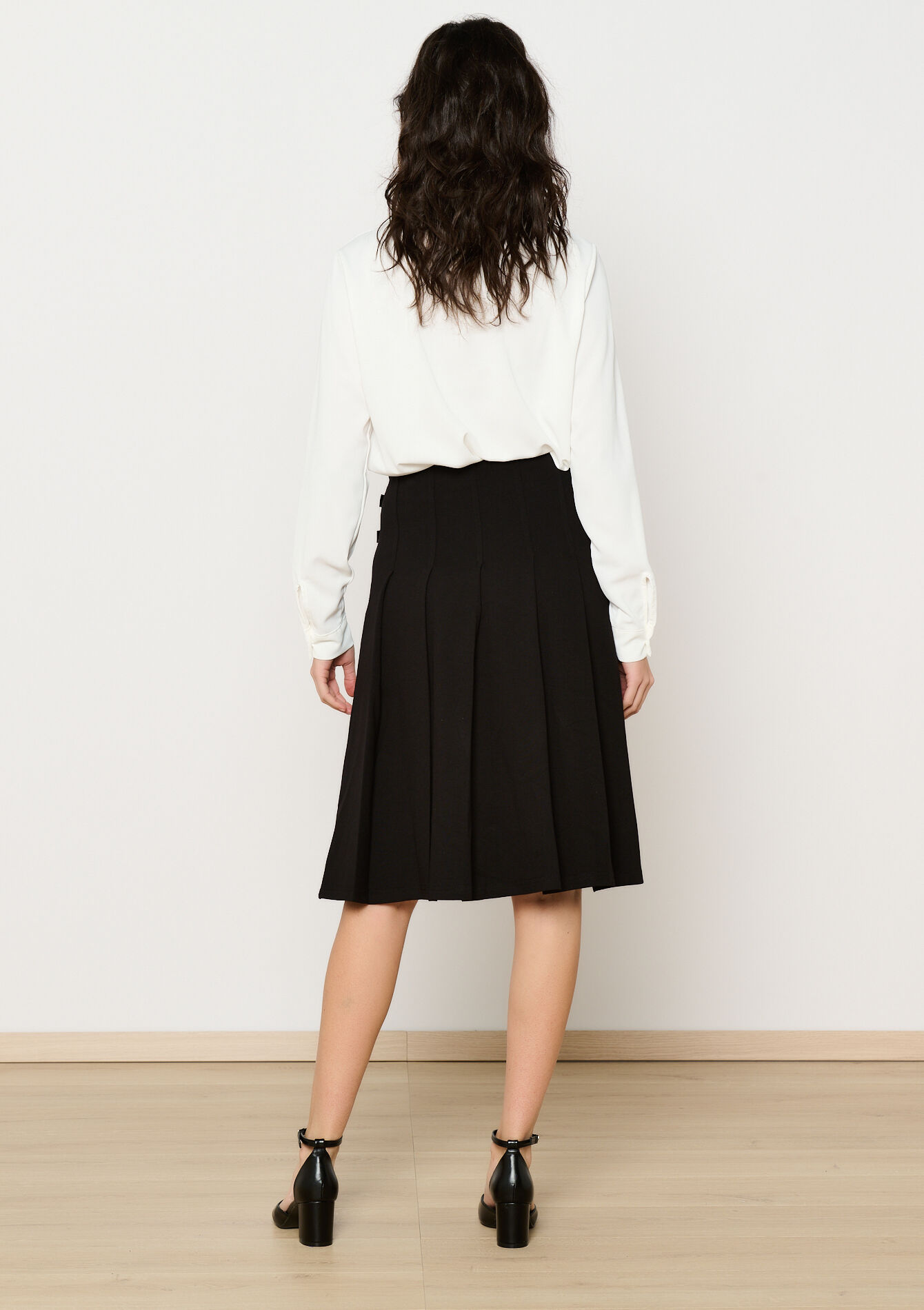 Jupe midi plissée, Jupe midi plissée - BLACK - 07101352_1119