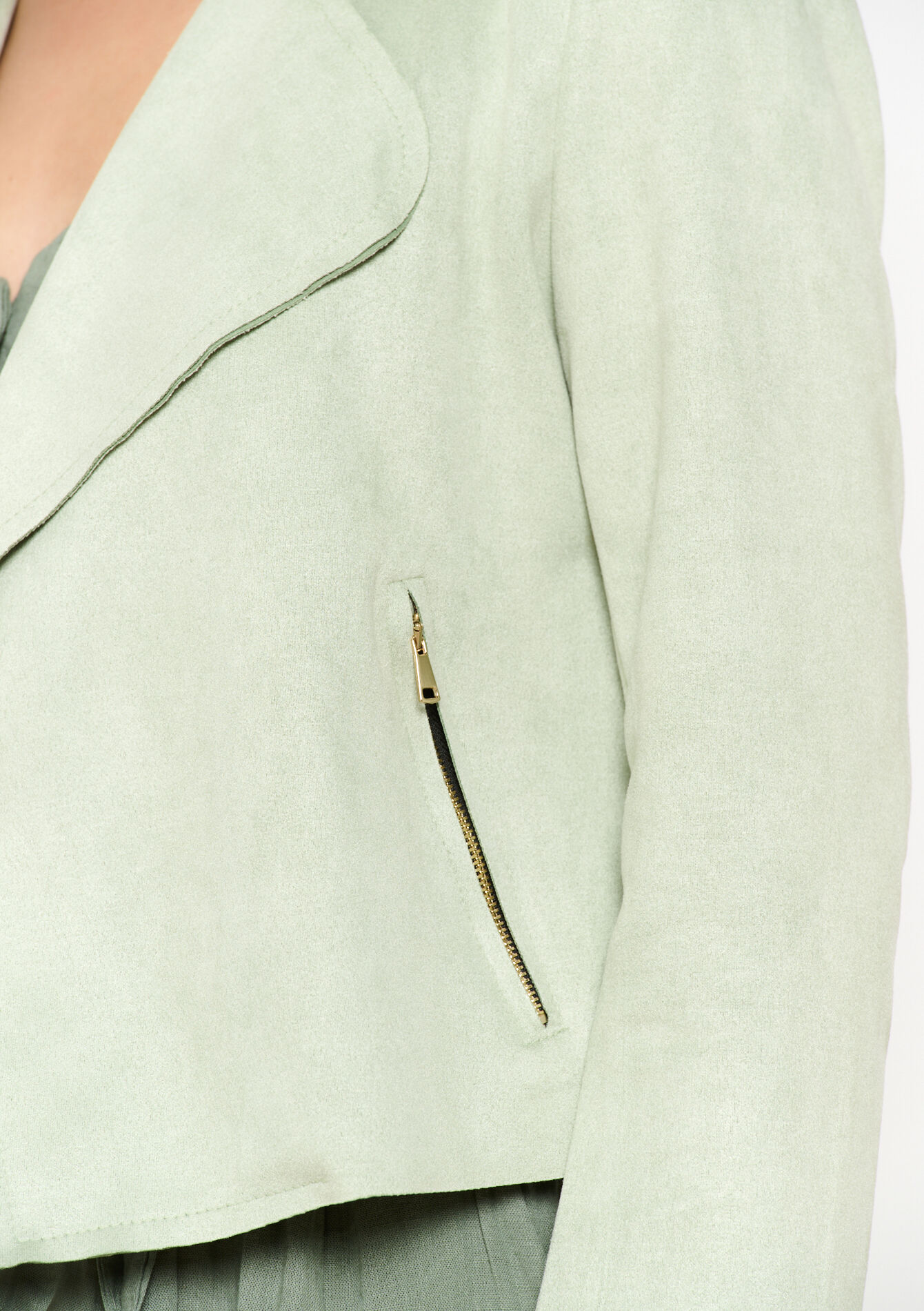 Korte suèdelook jas, Korte suèdelook jas - MINT GREEN - 09001477_1723