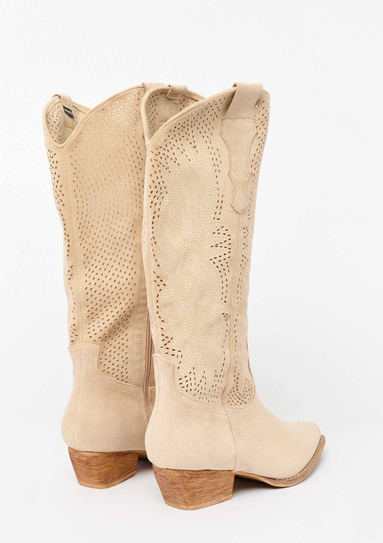 Suedine laarzen met broderie, Suedine laarzen met broderie - LT BEIGE - 13100301_2527