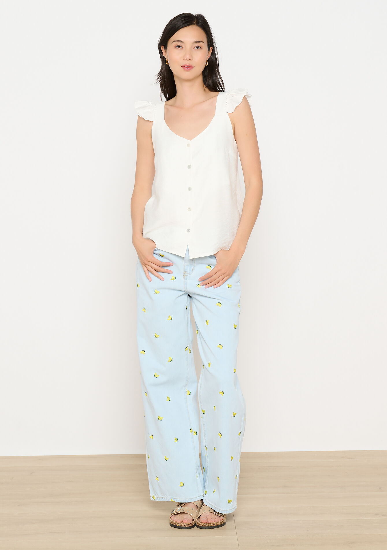 Top volanté dos ouvert, Top volanté dos ouvert - OPTICAL WHITE - 05702854_1019