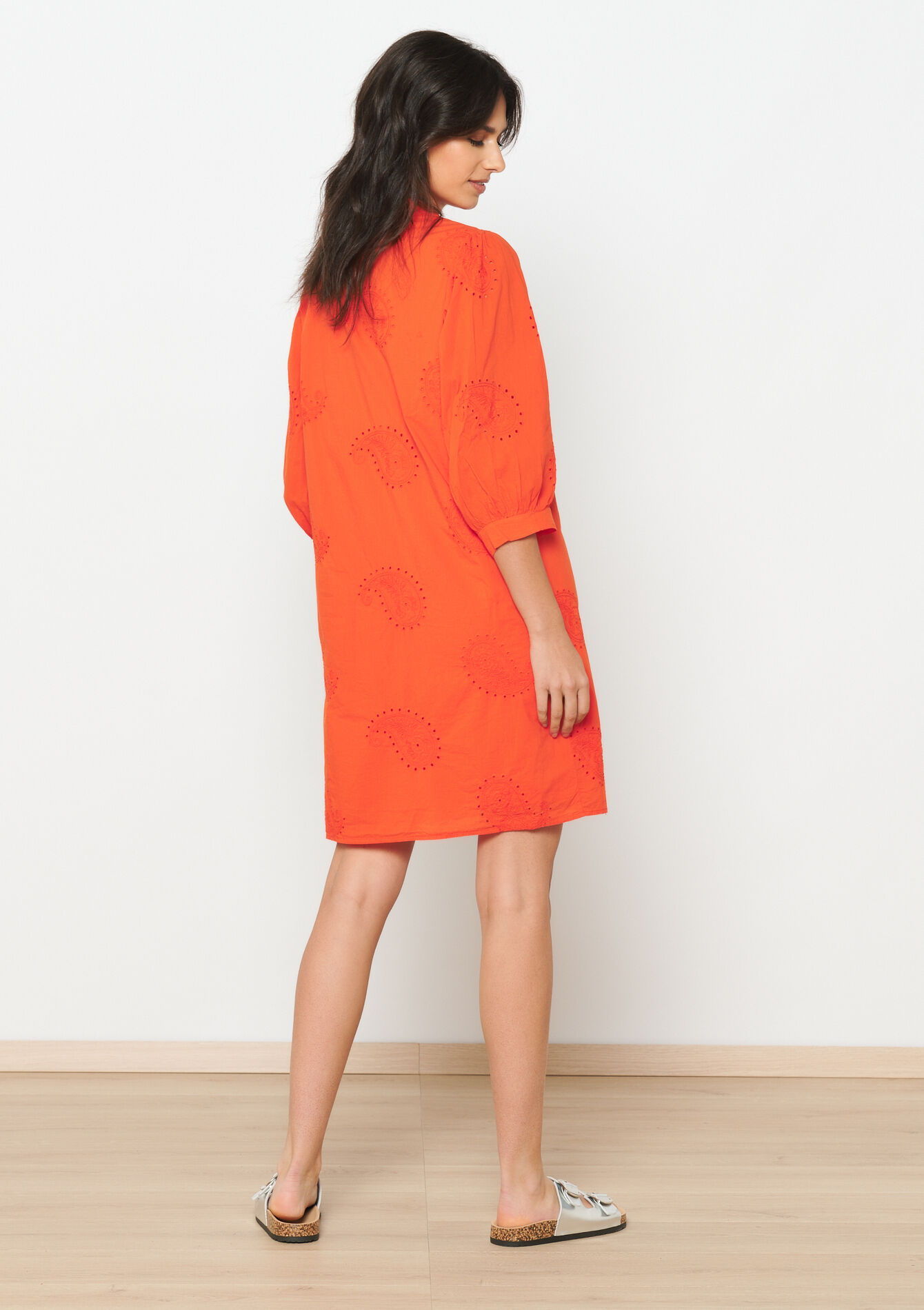 Robe-chemise avec broderie, Robe-chemise avec broderie - ORANGE BRIGHT - 08103649_1255