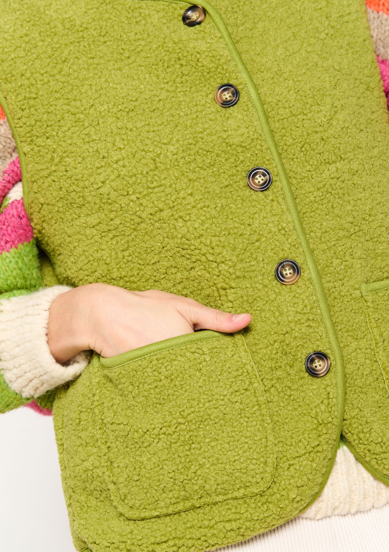 Teddy vest, Teddy vest - GREEN MOSS - 09001441_4504