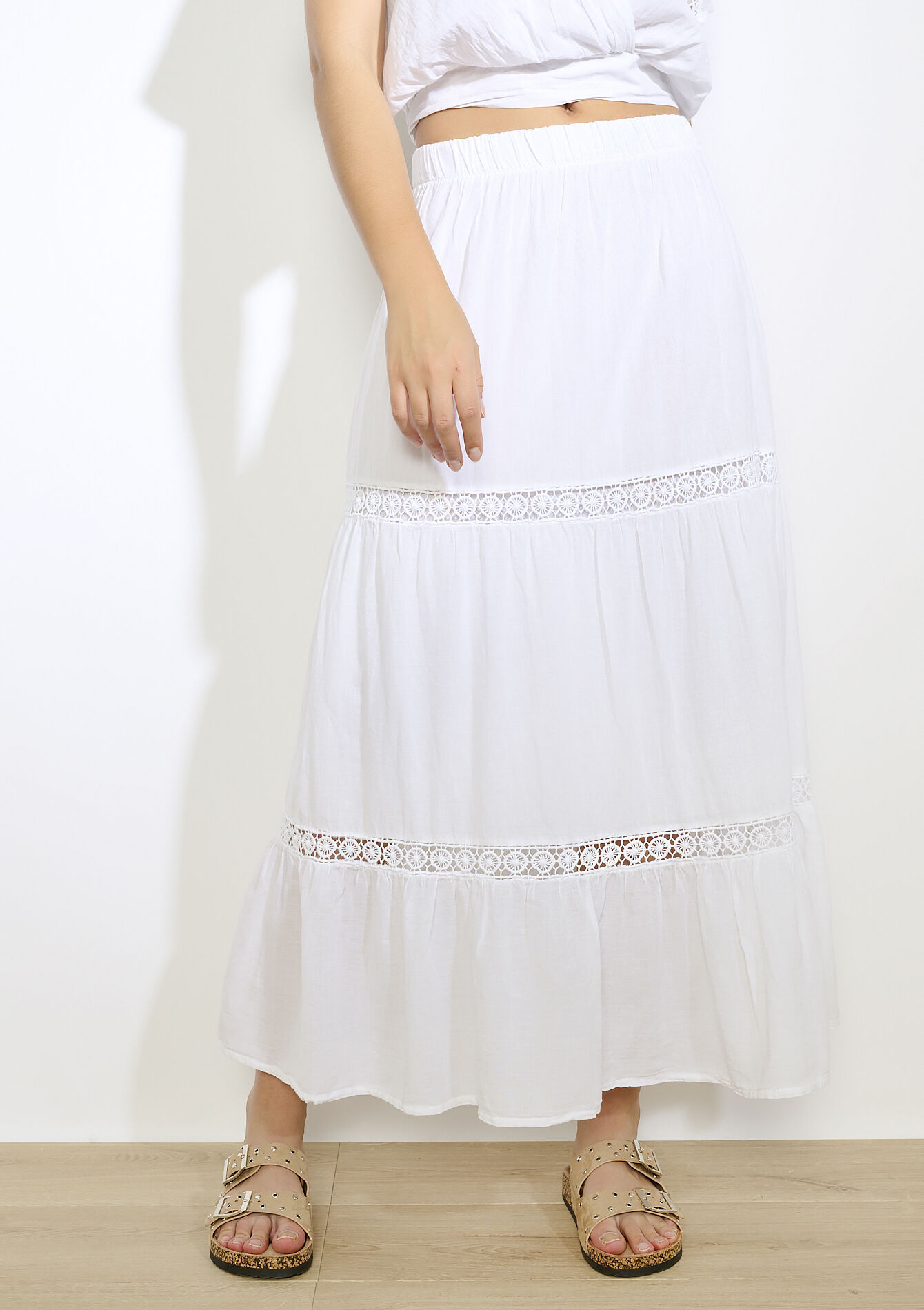 Boho maxi rok, Boho maxi rok - OPTICAL WHITE - 07101386_1019