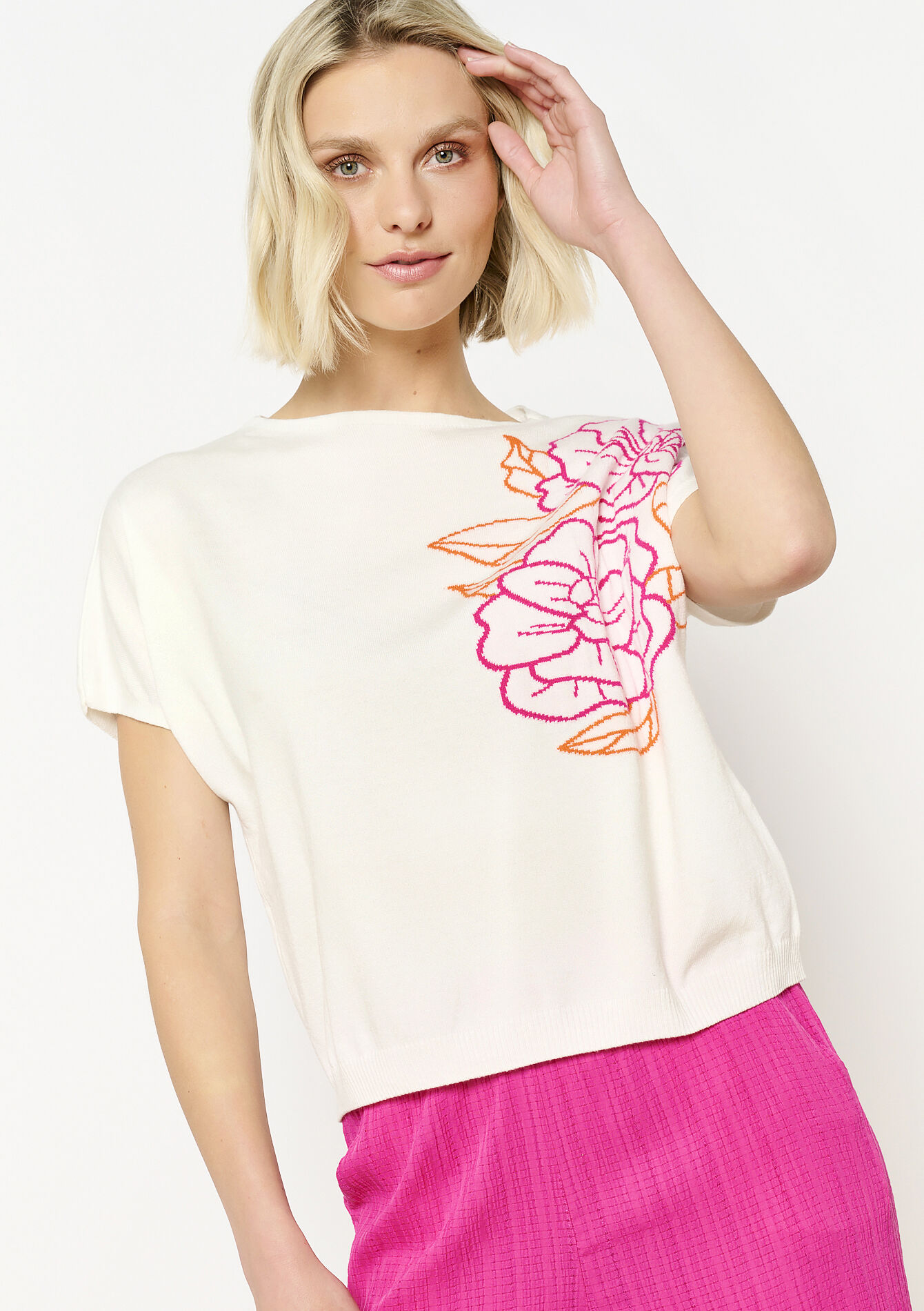 Pull à broderie florale, Pull à broderie florale - OFFWHITE - 04006961_1001