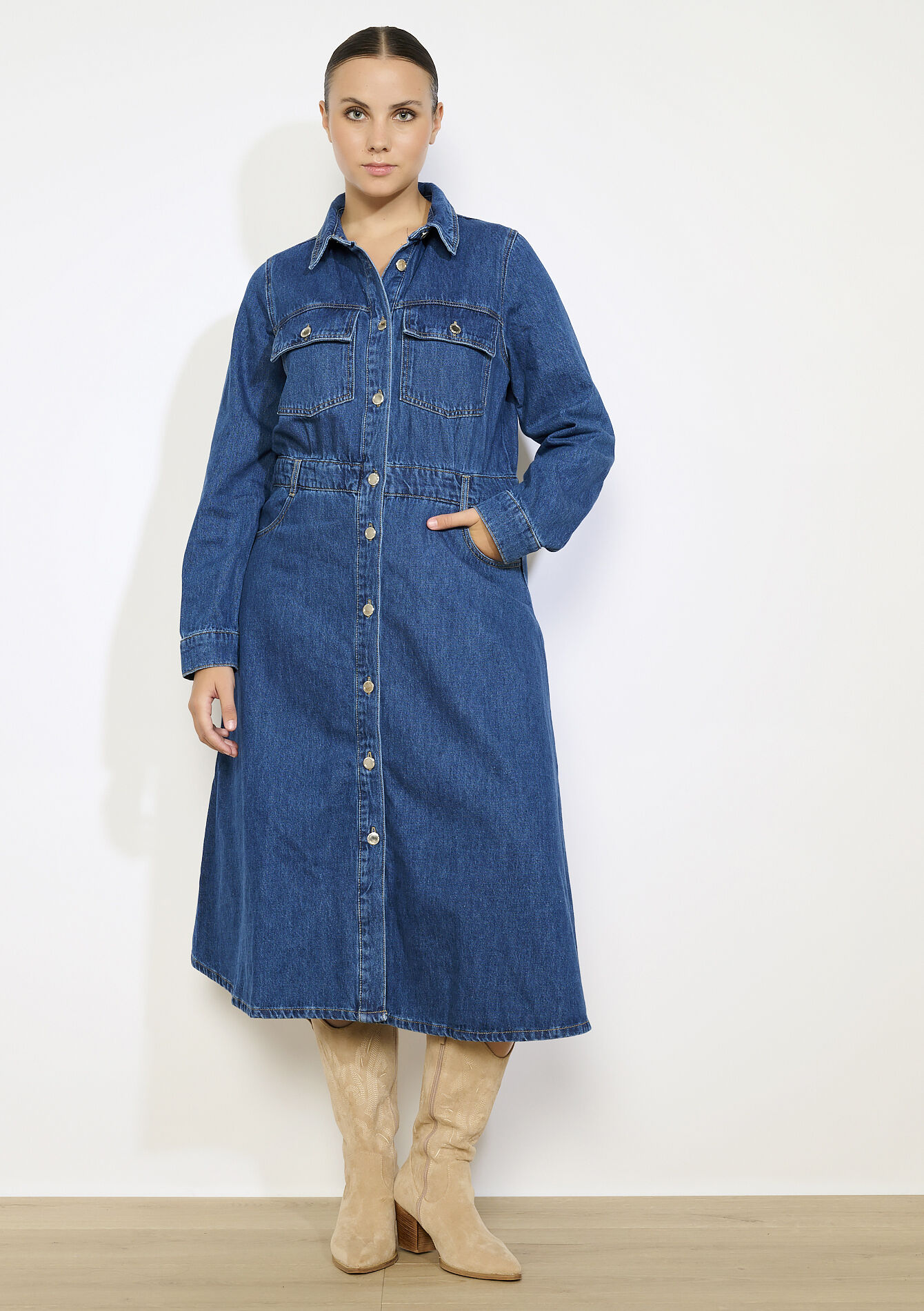 Jeans overhemdjurk - DARK BLUE - 08104176_0501