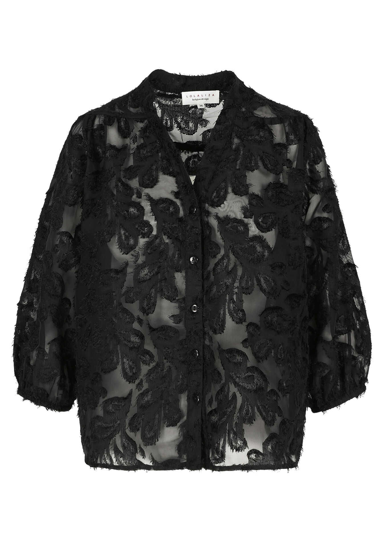 Transparant overhemd met structuur - BLACK - 05702855_1119