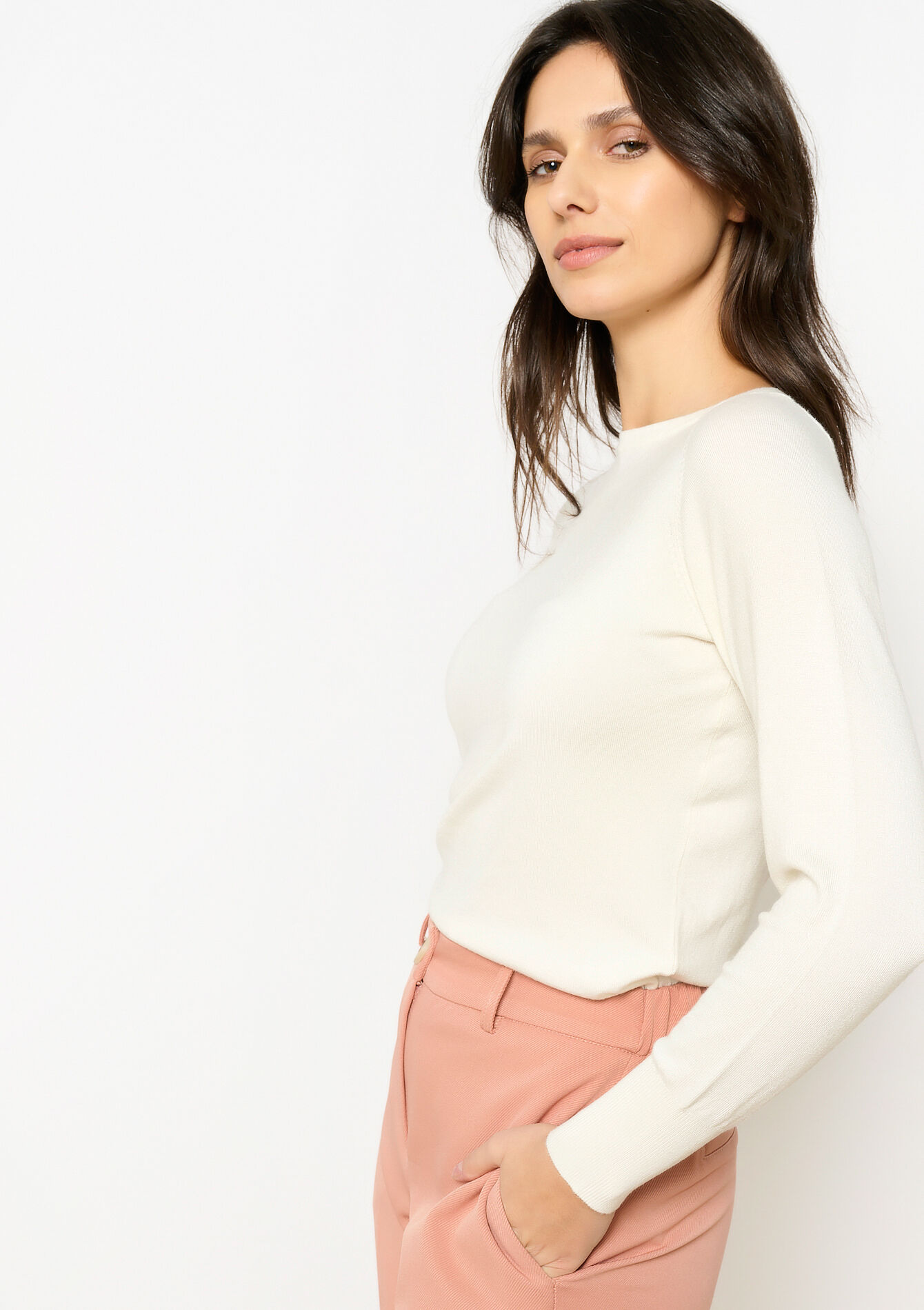 Basic trui met boothals, Basic trui met boothals - OFFWHITE - 04006652_1001