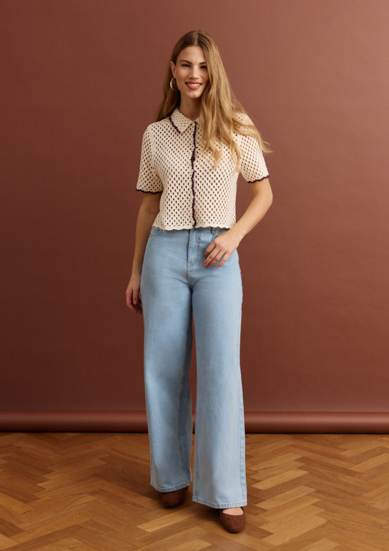 High-waisted wide jeans, High-waisted wide jeans, , back