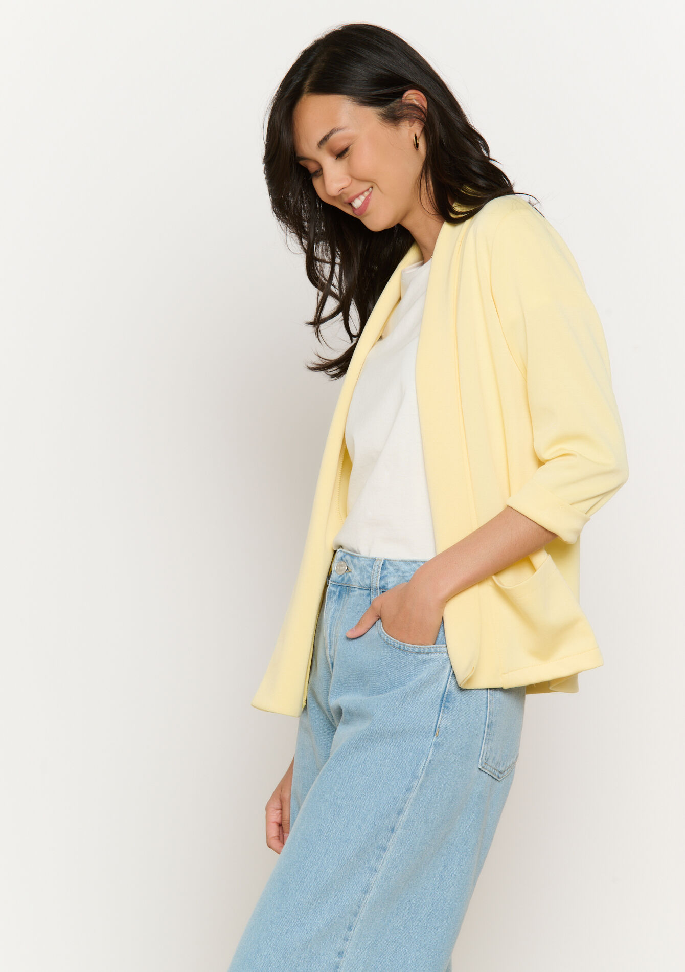 Soepele open blazer, Soepele open blazer - YELLOW PASTEL - 09101049_5004