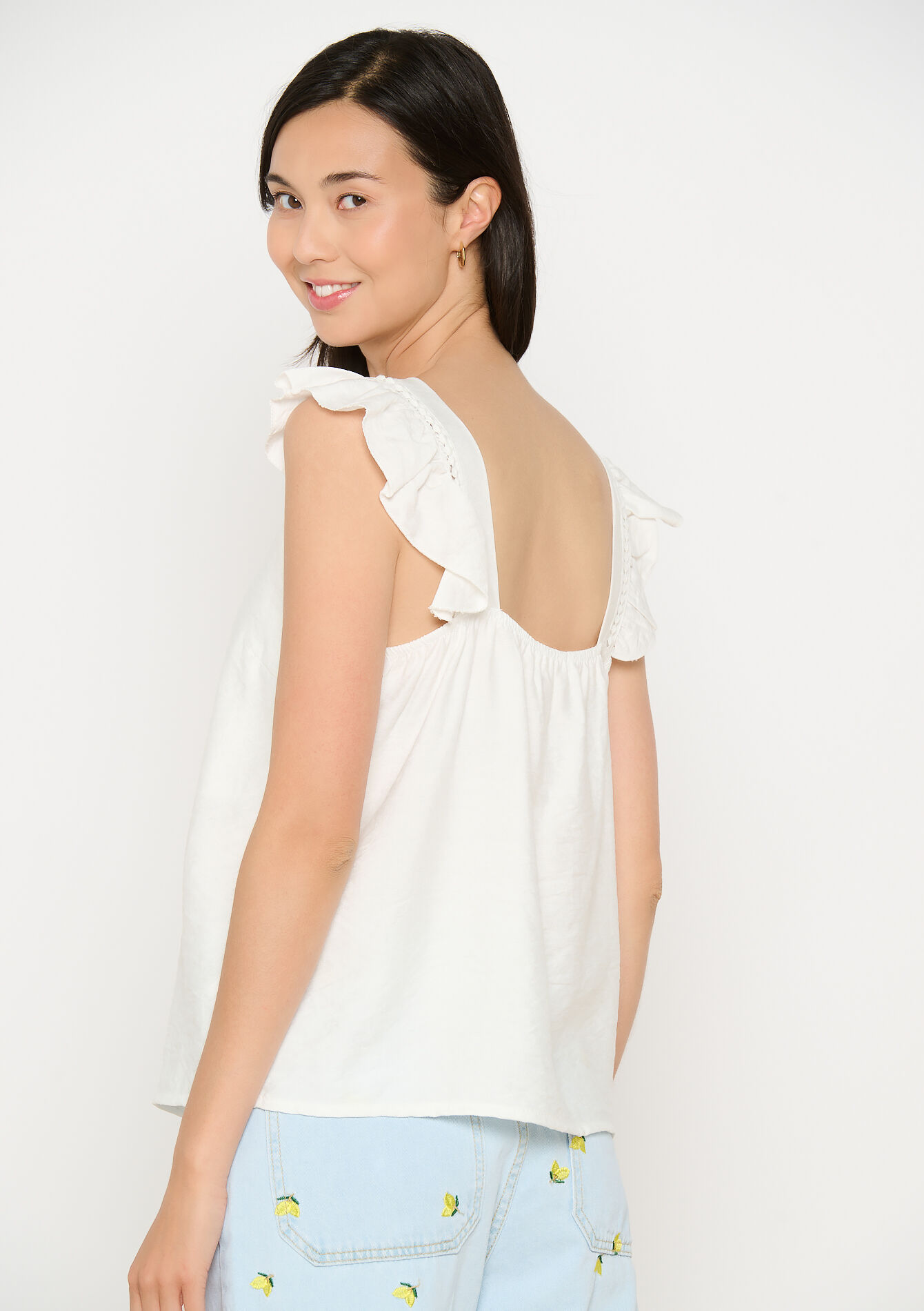 Top volanté dos ouvert, Top volanté dos ouvert - OPTICAL WHITE - 05702854_1019