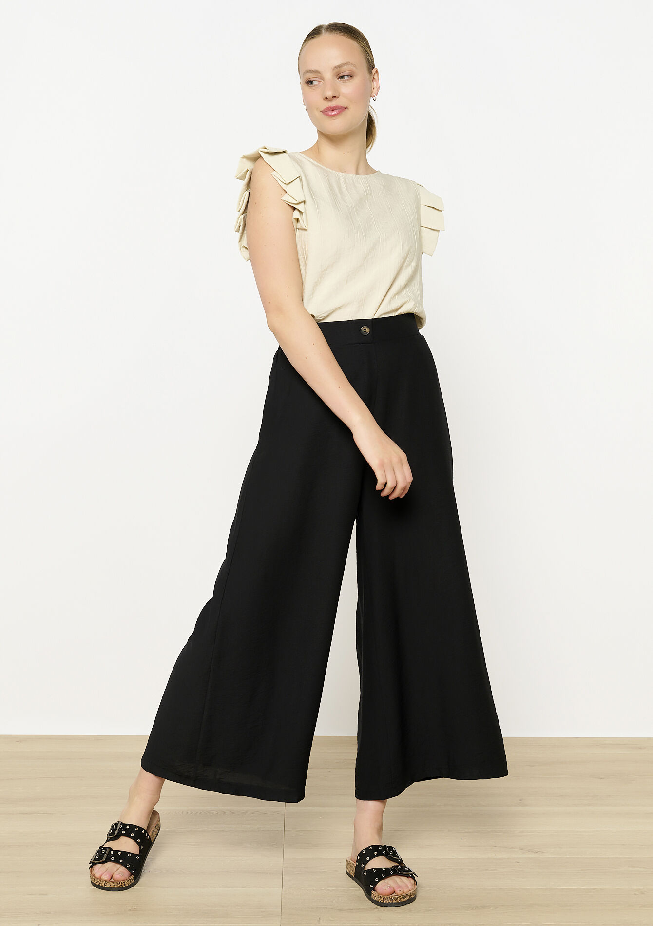 Wijde en luchtige broek, Wijde en luchtige broek - BLACK - 06600986_1119