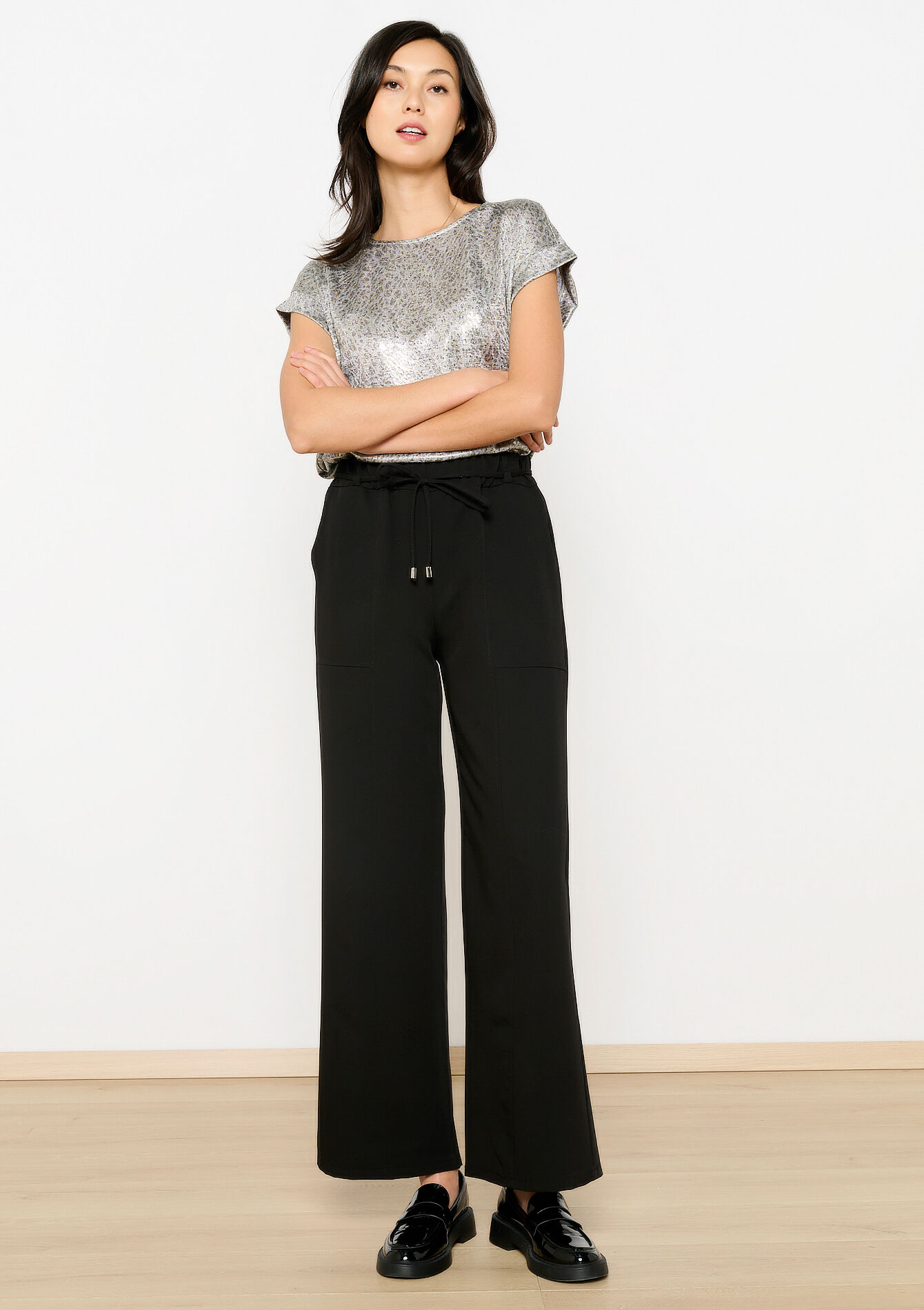 Losse wide leg broek, Losse wide leg broek - BLACK - 06600958_1119