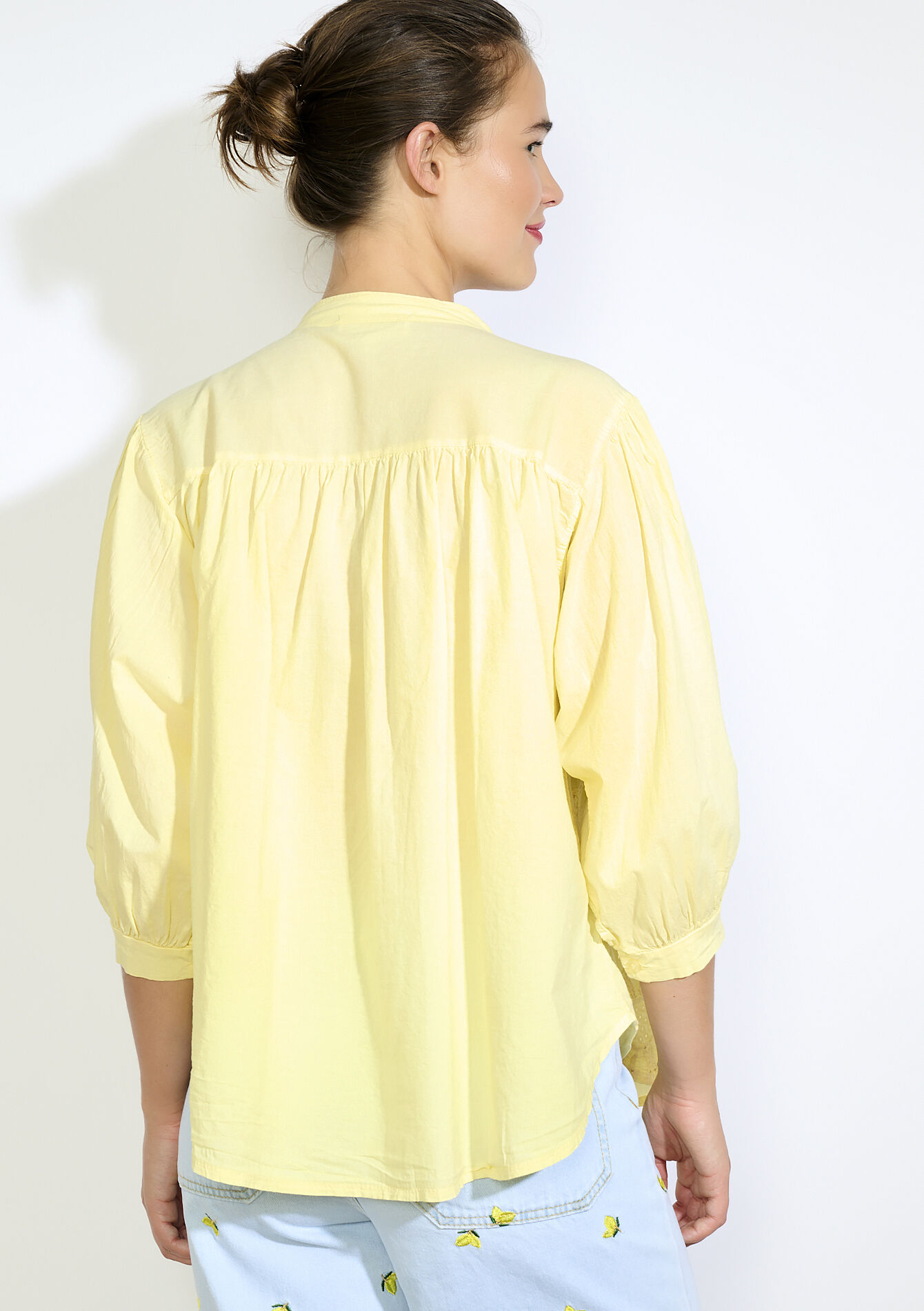 Blouse met broderie anglaise, Blouse met broderie anglaise - YELLOW PASTEL - 05702886_5004