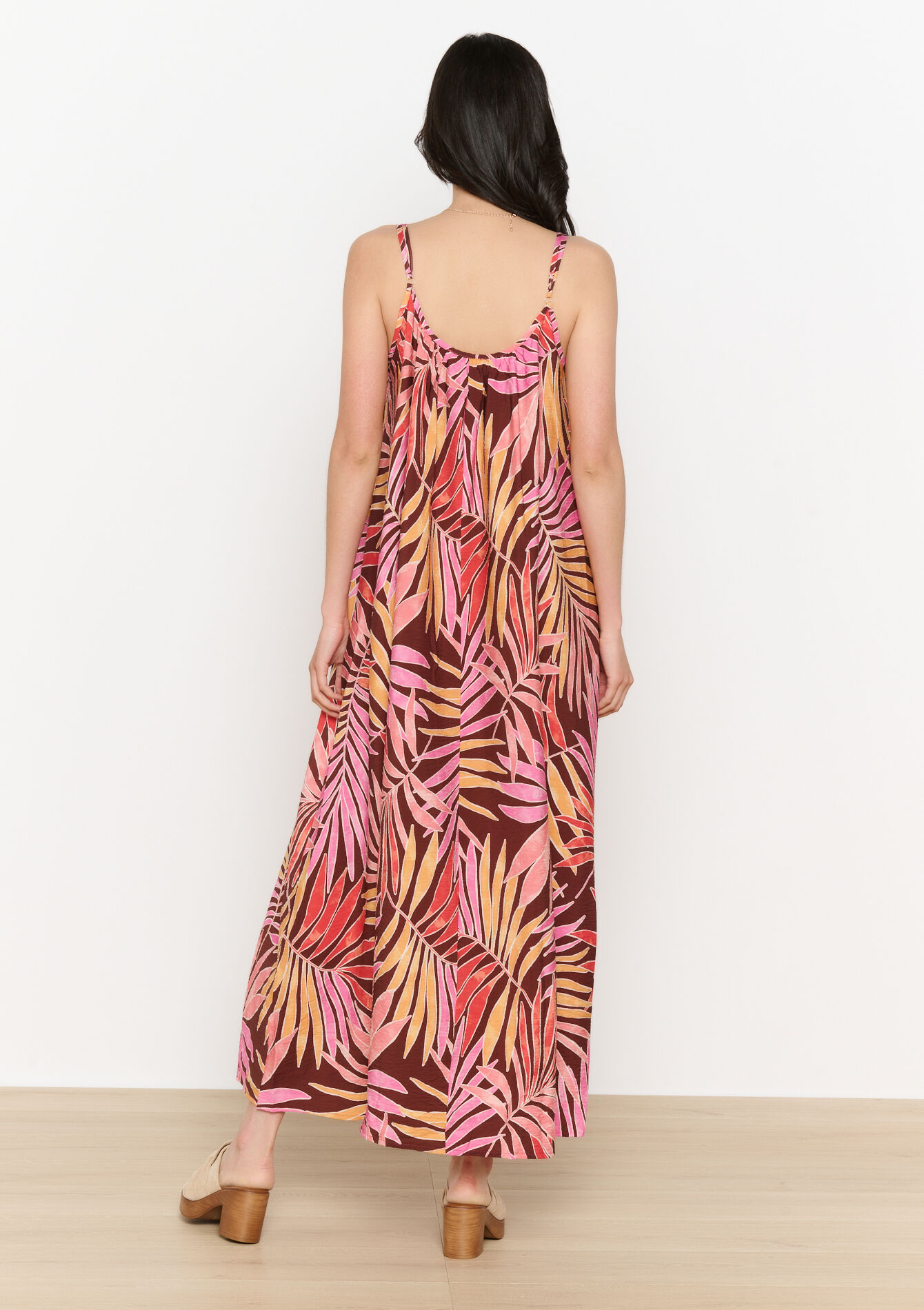 Tropical print maxi dress - BROWN DARK CHOCOLATE - 1131238