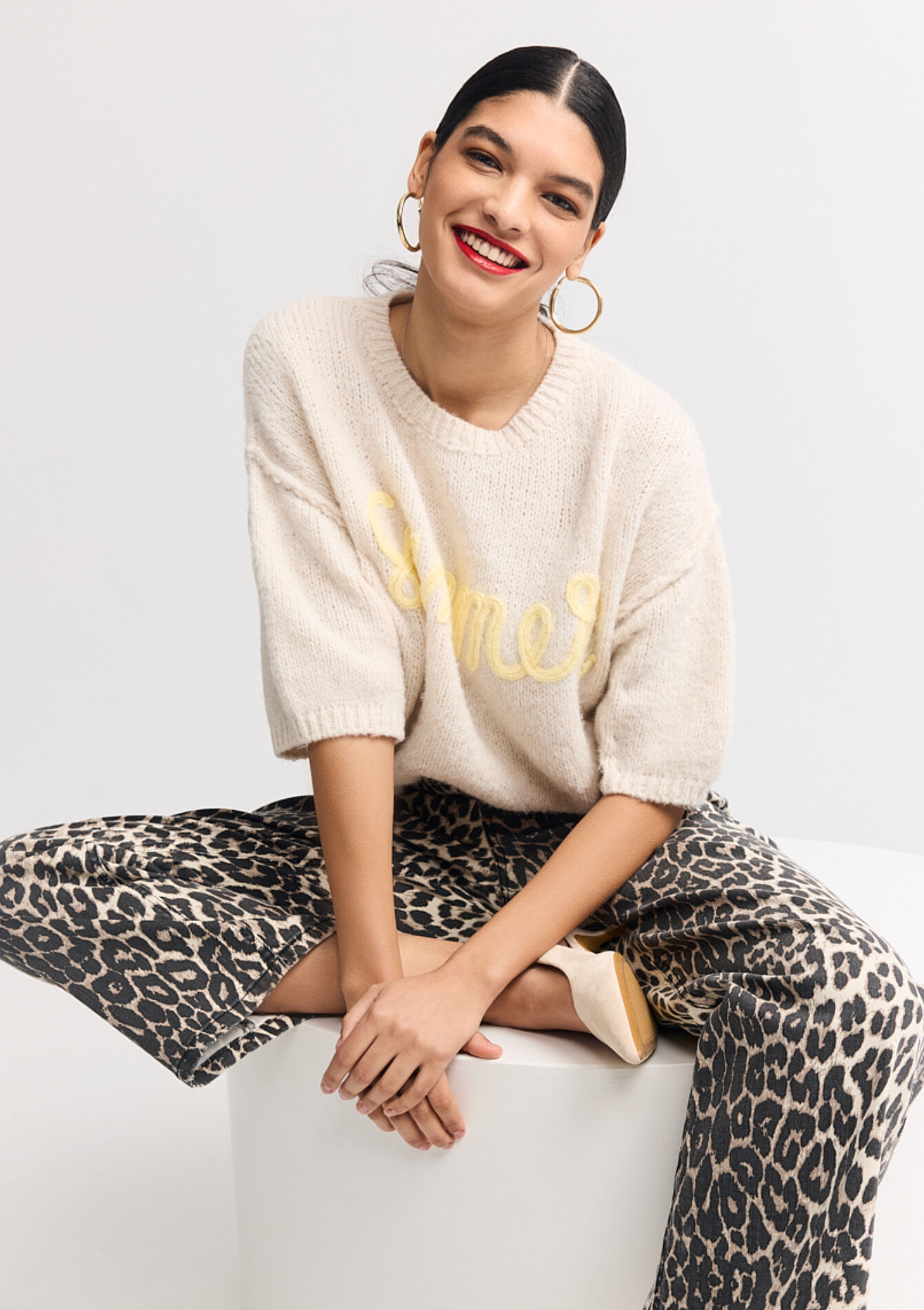 Zachte trui met opschrift, Zachte trui met opschrift - LT BEIGE - 04006907_2527