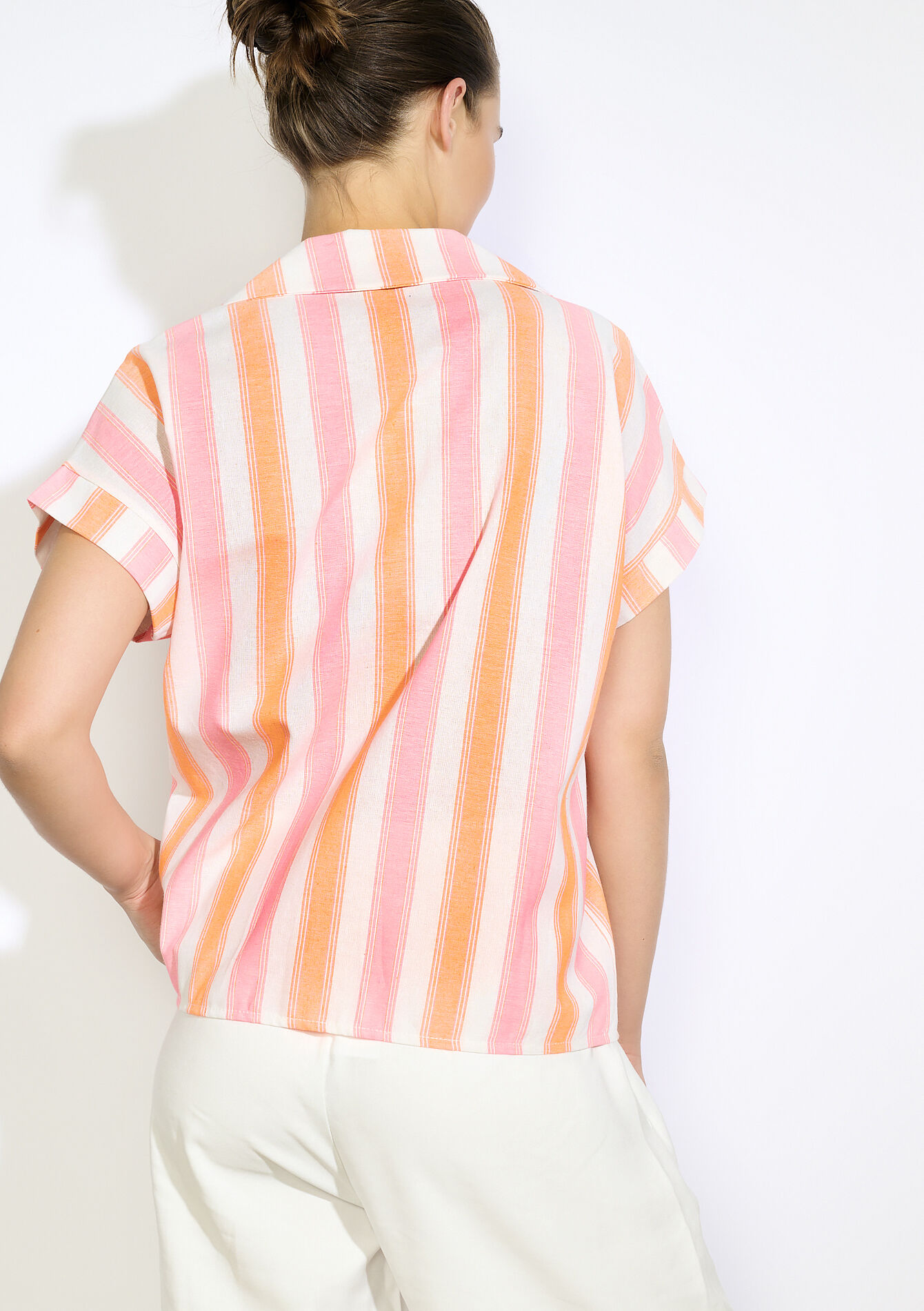 Striped fluid shirt, Striped fluid shirt - CORAL PINK - 05702871_1968