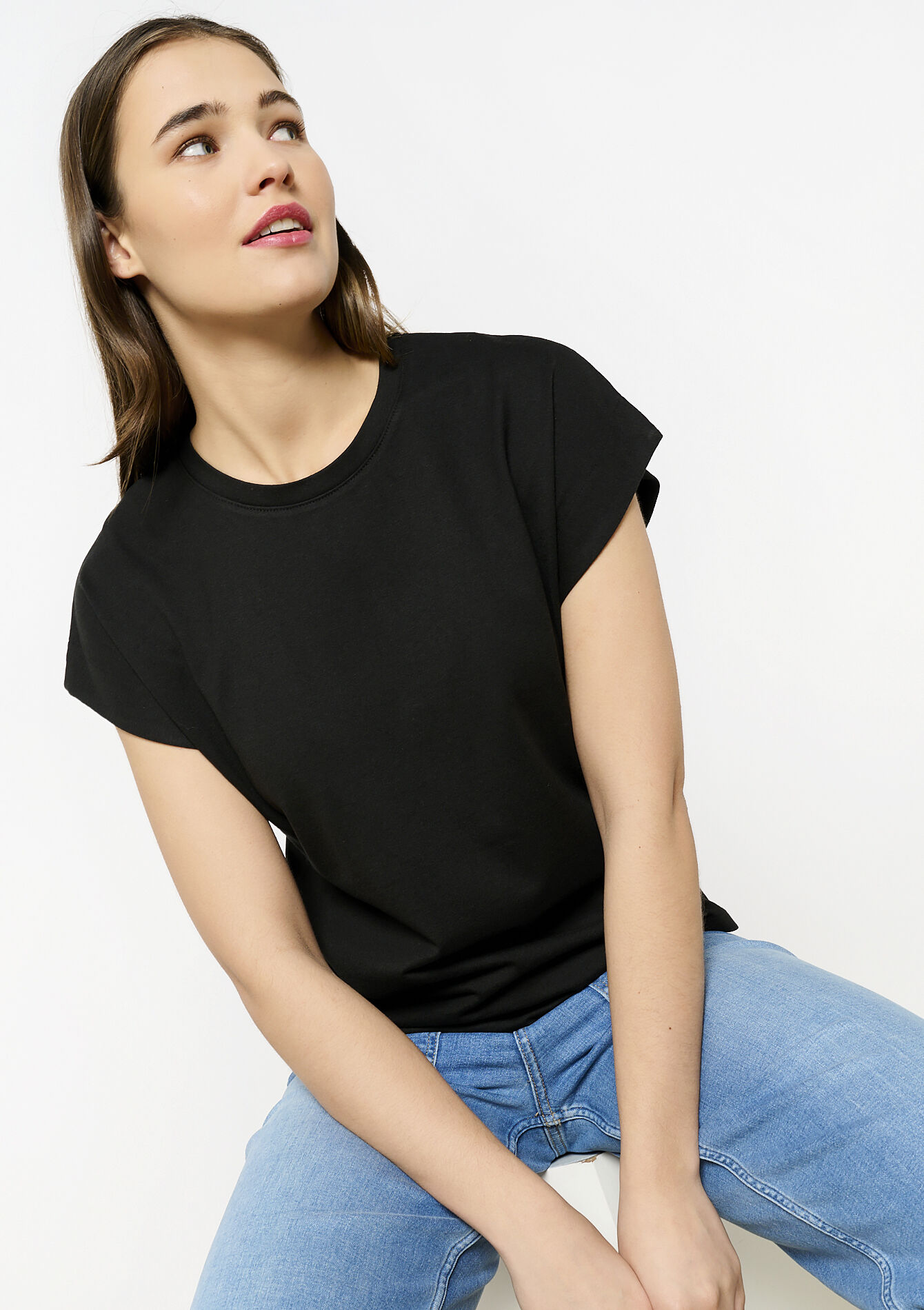 Basic cotton t-shirt - BLACK - 02301672_1119