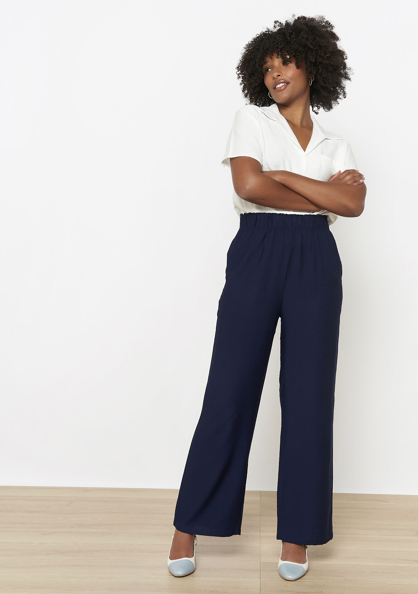 Losvallende wijde broek, Losvallende wijde broek - NAVY BASIC - 06600927_2723