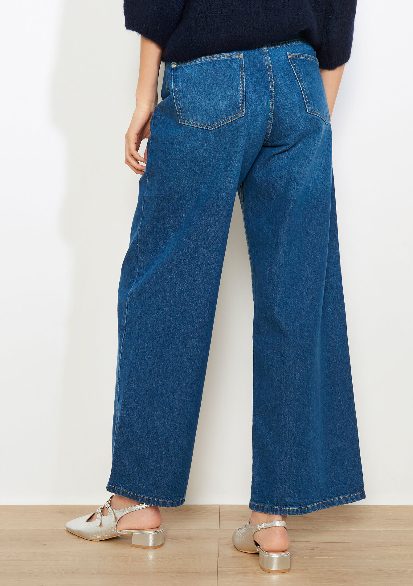 High-waist wide jeans - MEDIUM BLUE - 22000656_0500