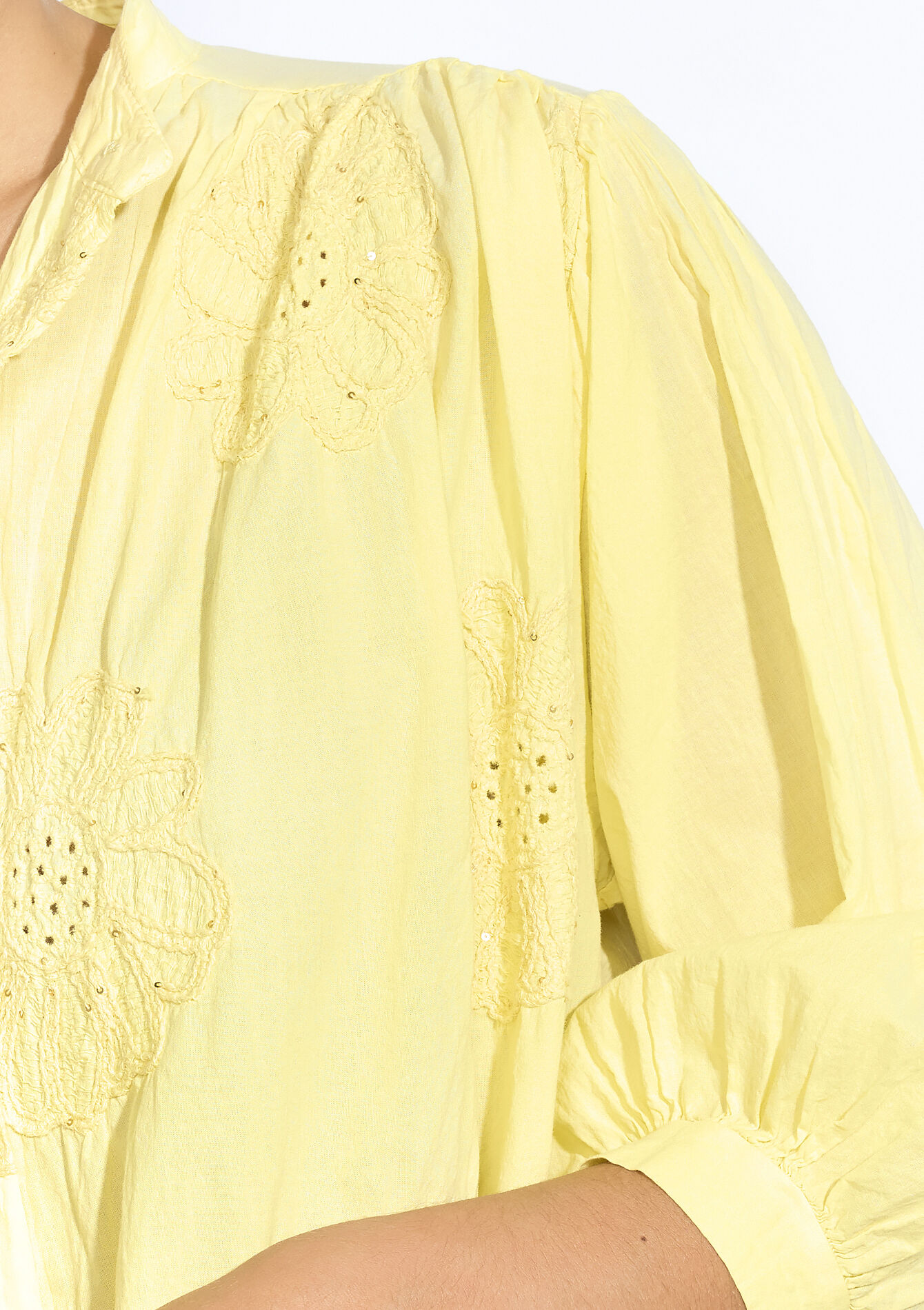 Blouse met broderie anglaise, Blouse met broderie anglaise - YELLOW PASTEL - 05702886_5004