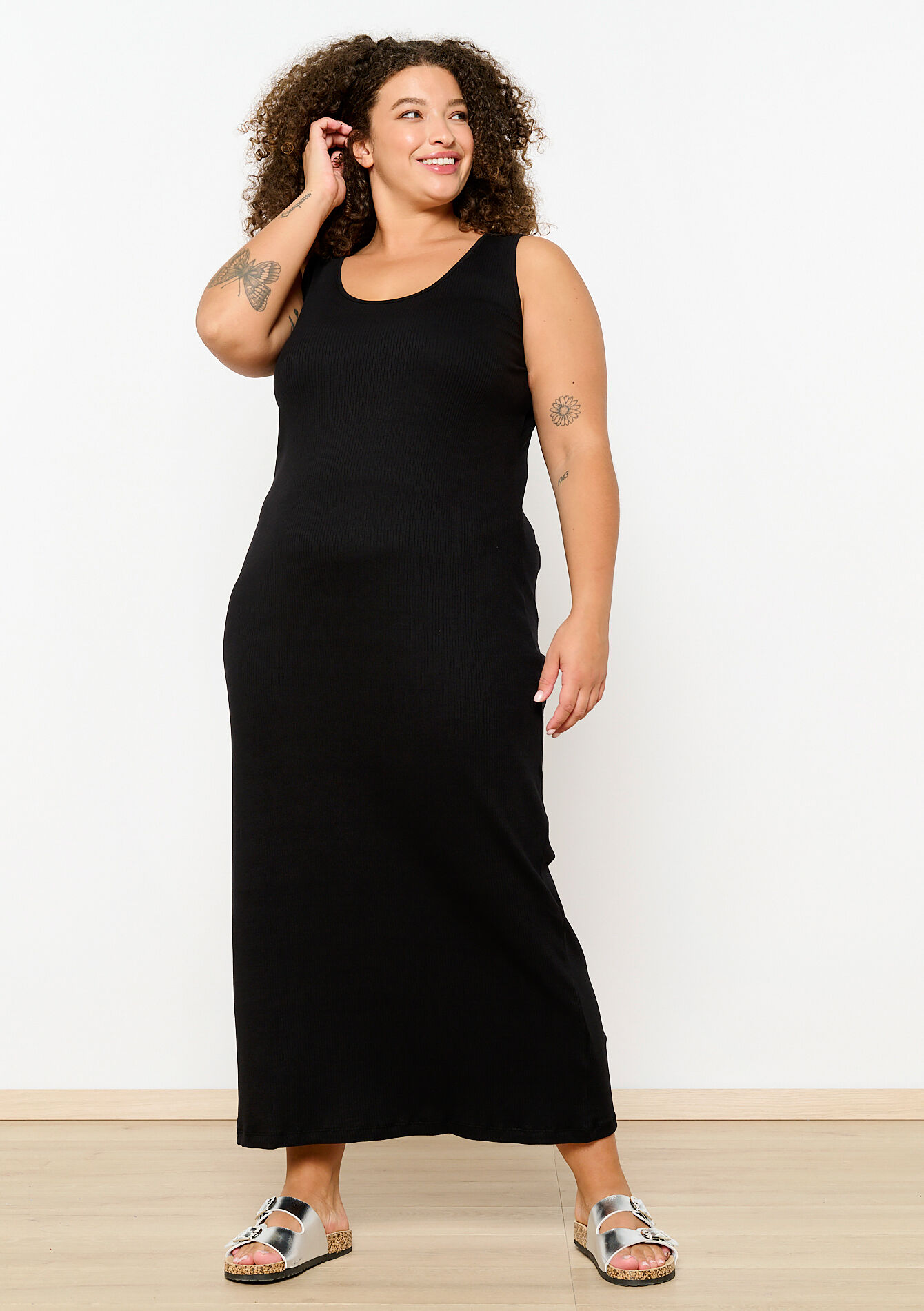 Plain tank top dress, Plain tank top dress - BLACK - 08602259_1119