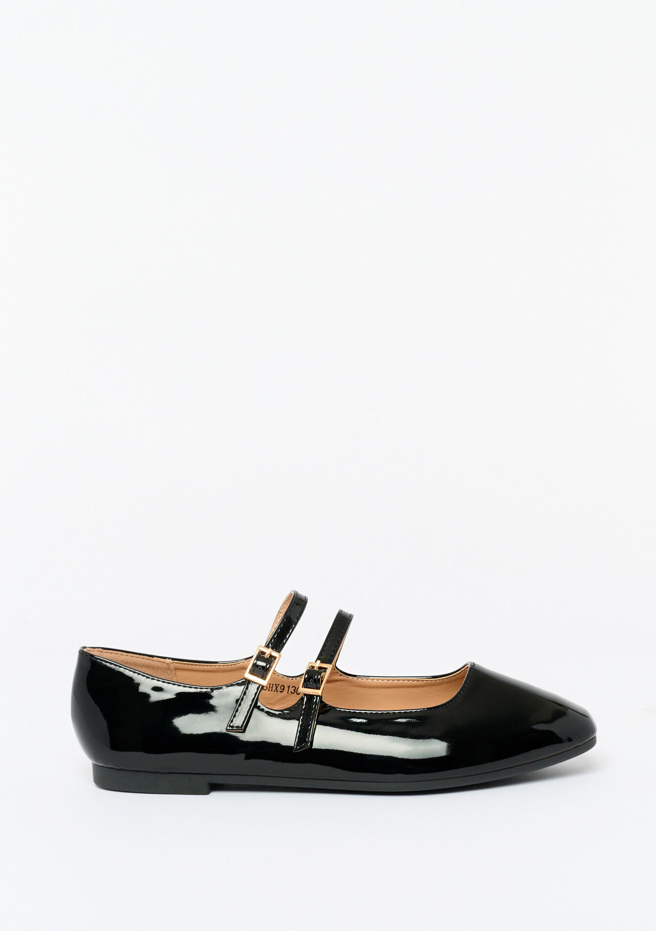 Lacquered ballerinas with straps, Lacquered ballerinas with straps - BLACK - 13100298_1119