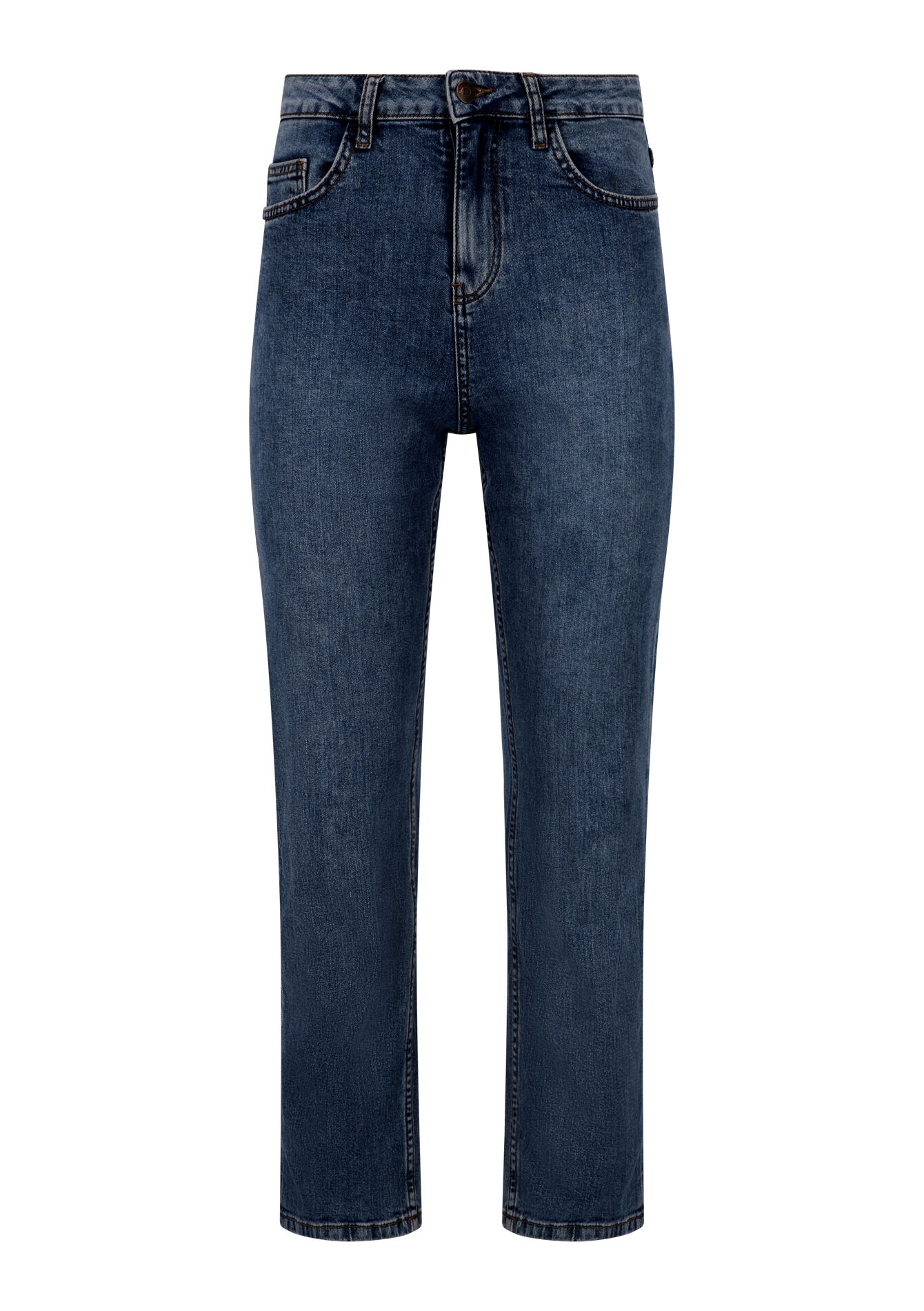 Rechte jeans met hoge taille - DARK BLUE - 22000469_0501