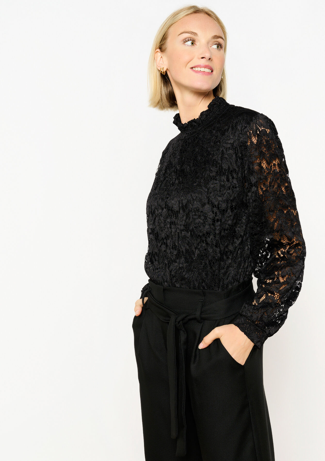 Blouse met kant - BLACK - 05702699_1119