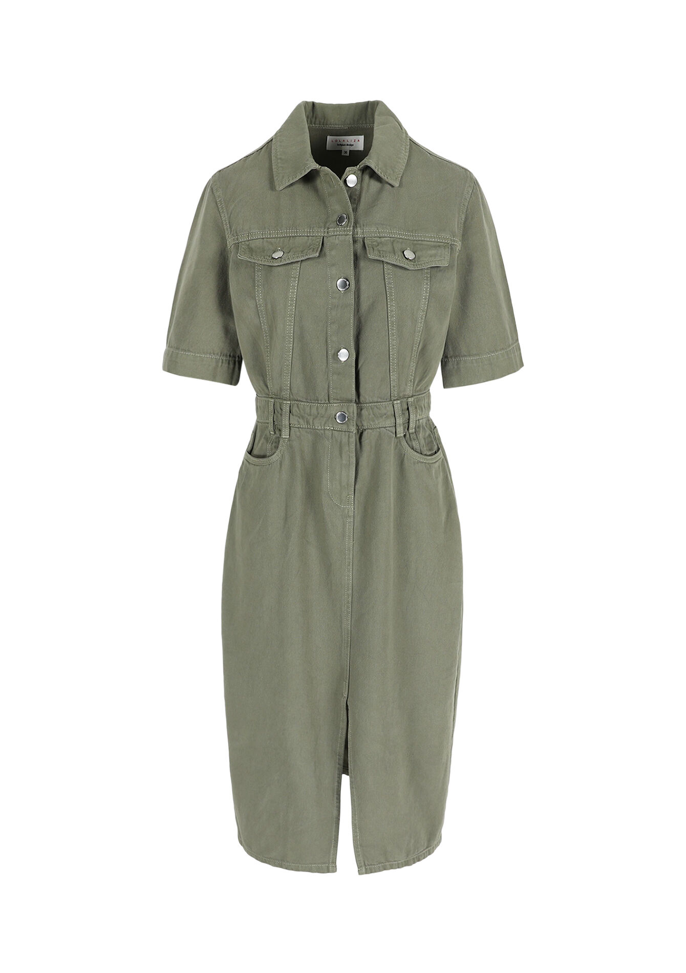 Robe mi-longue en coton, Robe mi-longue en coton - KHAKI DARKY - 08103864_4208