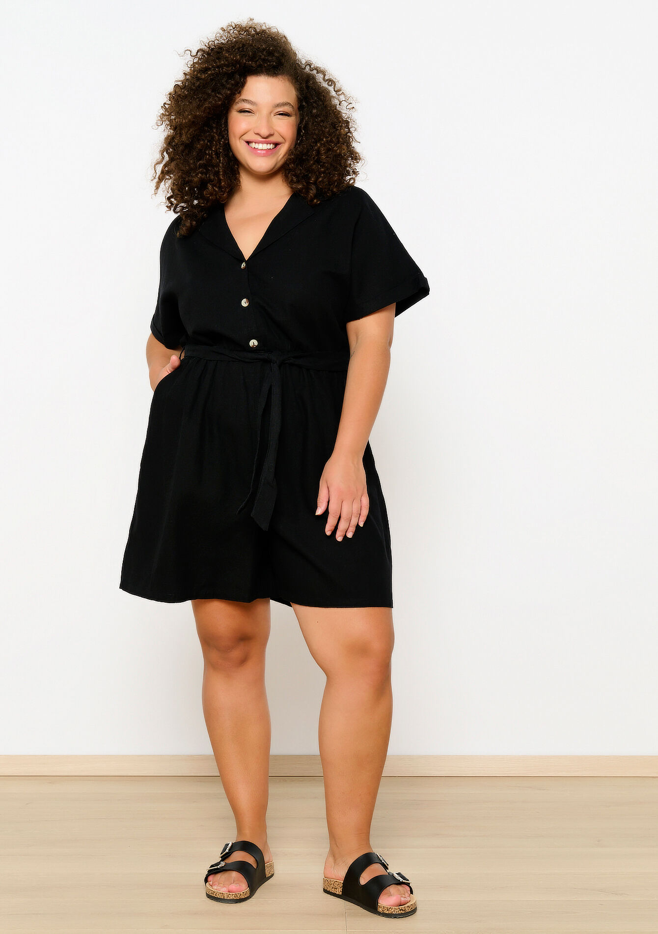 Linnen playsuit, Linnen playsuit - BLACK - 06004463_1119