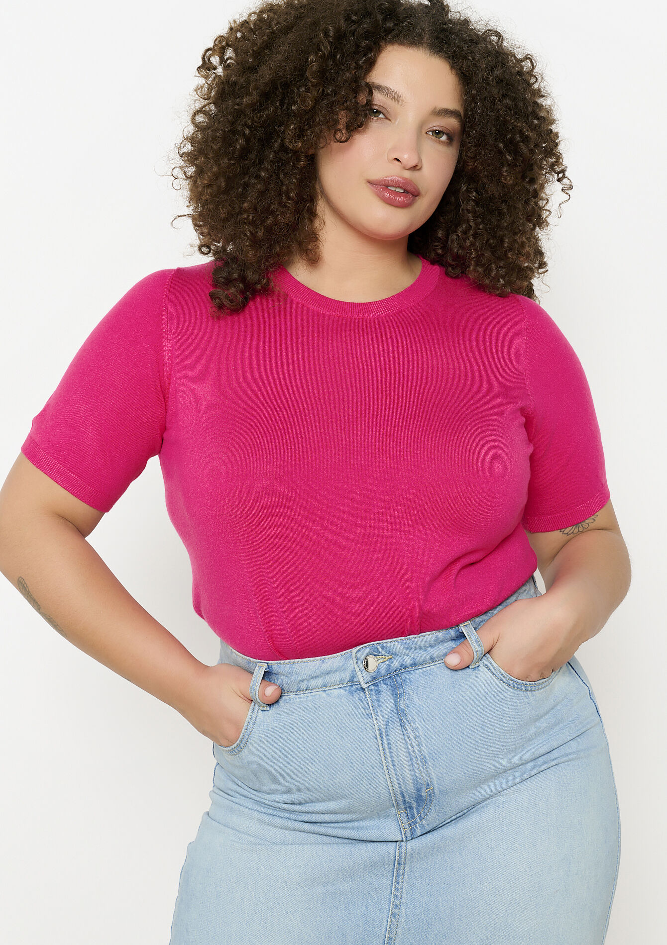 Trui met korte mouwen, Trui met korte mouwen - FUCHSIA - 04006653_5626
