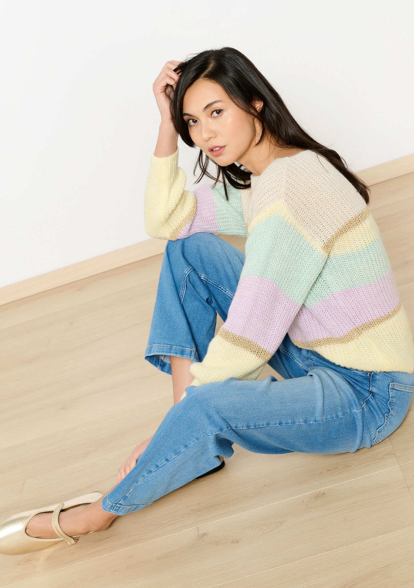 Sweater with colorblock, Sweater with colorblock - BEIGE CHINE - 04006896_4025