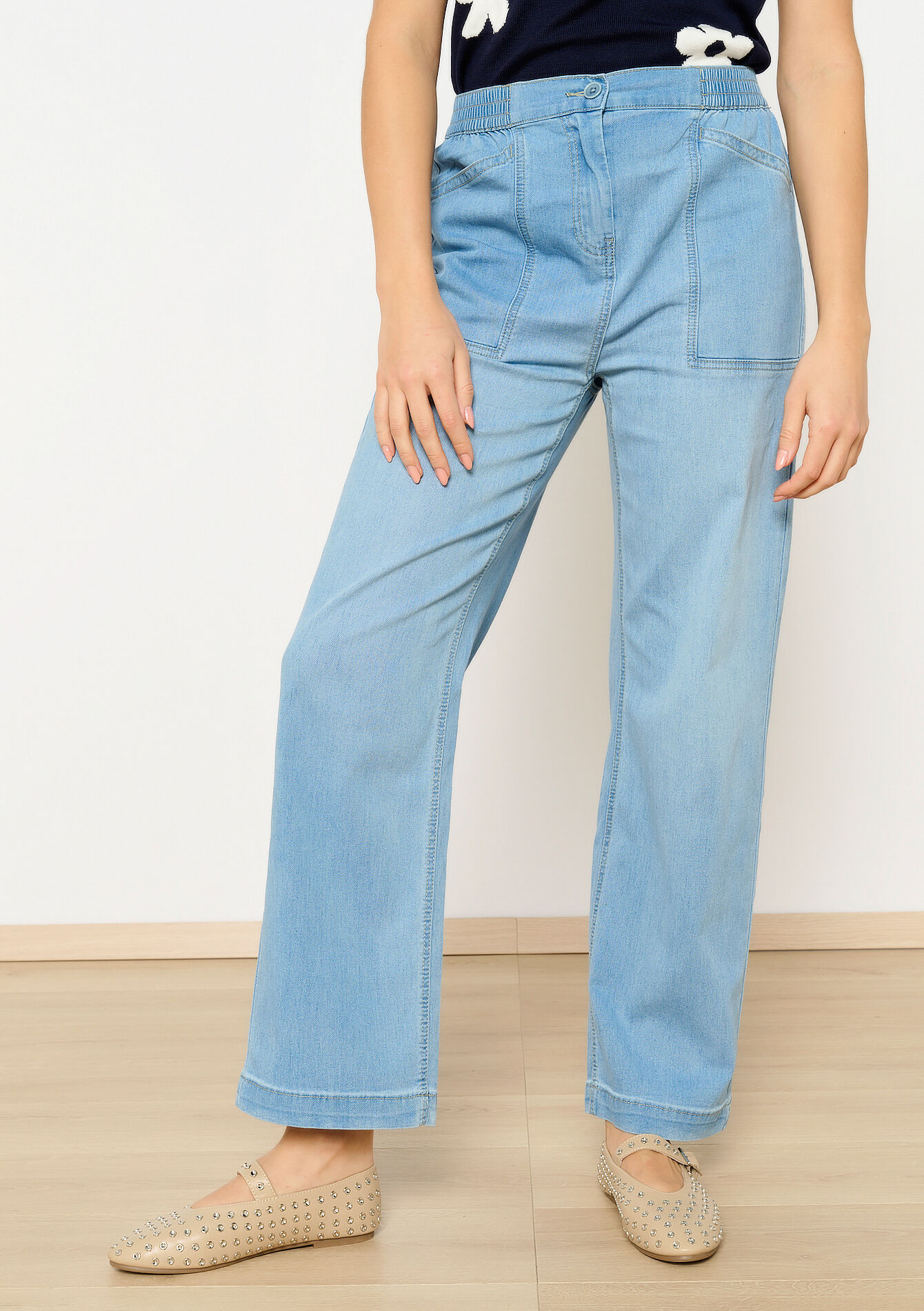 Jean évasé taille haute, Jean évasé taille haute - BLUE BLEACHED - 22000569_0502